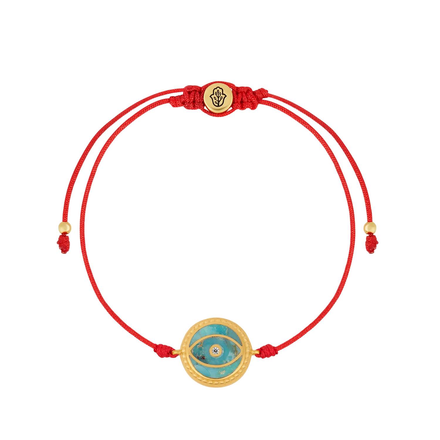 Karma And Luck Women's Gold / Blue / Red Universal Harmony Turquoise Evil Eye Red String Bracelet In Multi