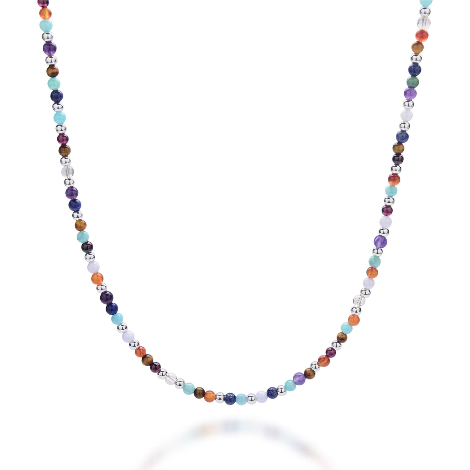 Nellou Jewellery Women's Multi Gemstone Necklace Sterling Silver