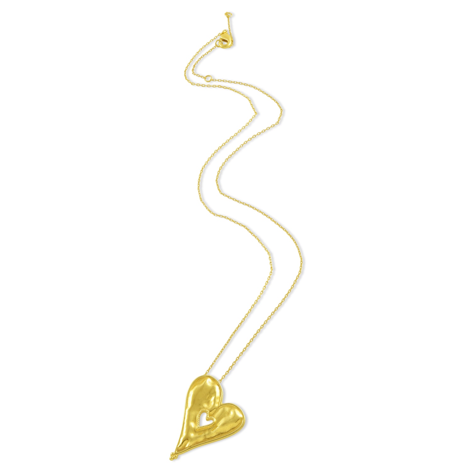 Women’s Textured Sweet Heart Chain Necklace Gold Vermeil Arvino