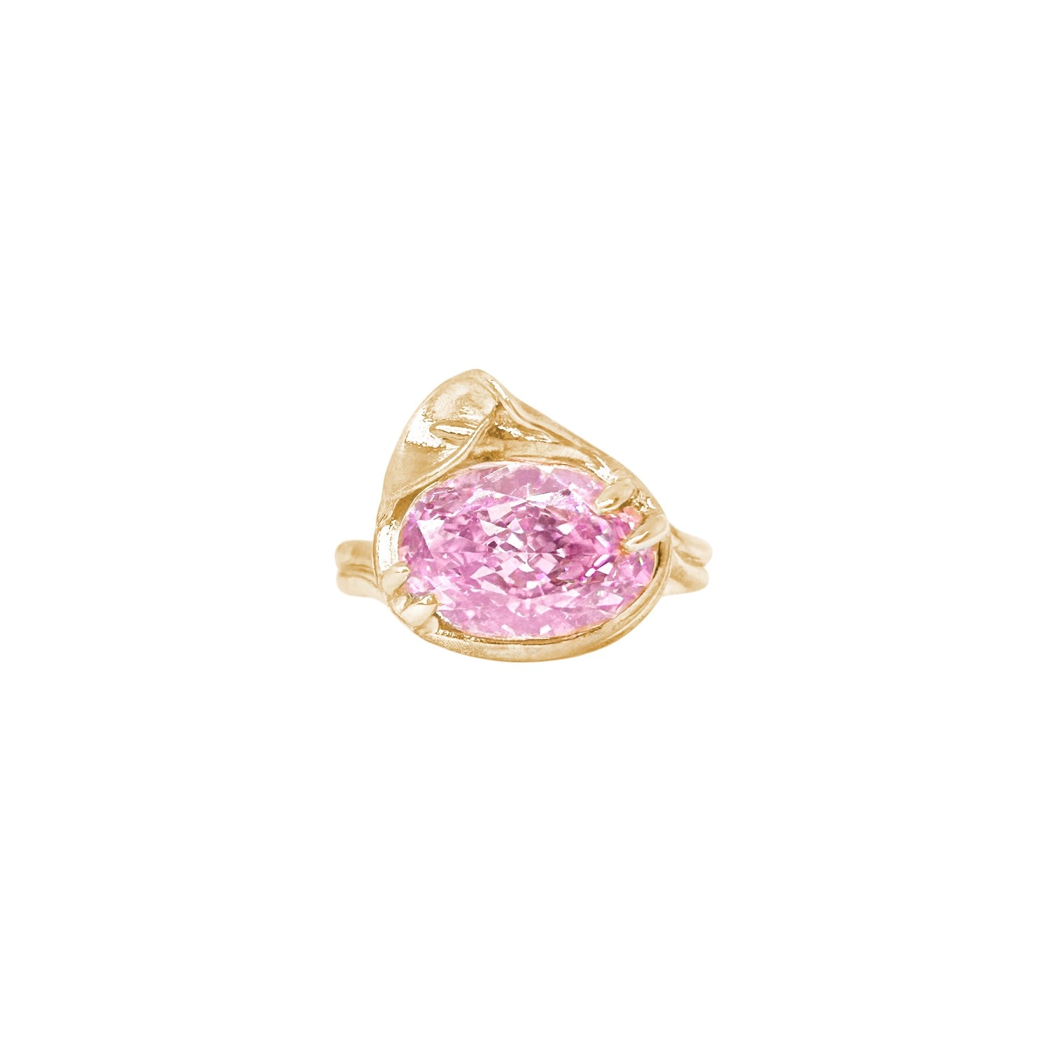 Alegoria Jewellery Women's Calla Stone Gold Plated Silver Ring - Dust Pink In Pink