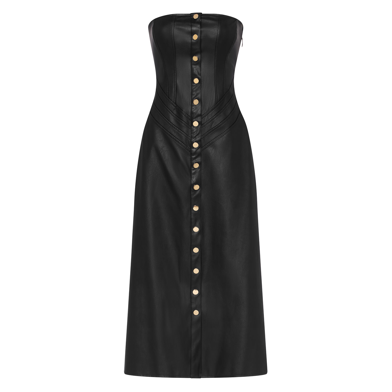 Zetaye Women's Liberty Faux Leather Strapless Dress - Black In Black