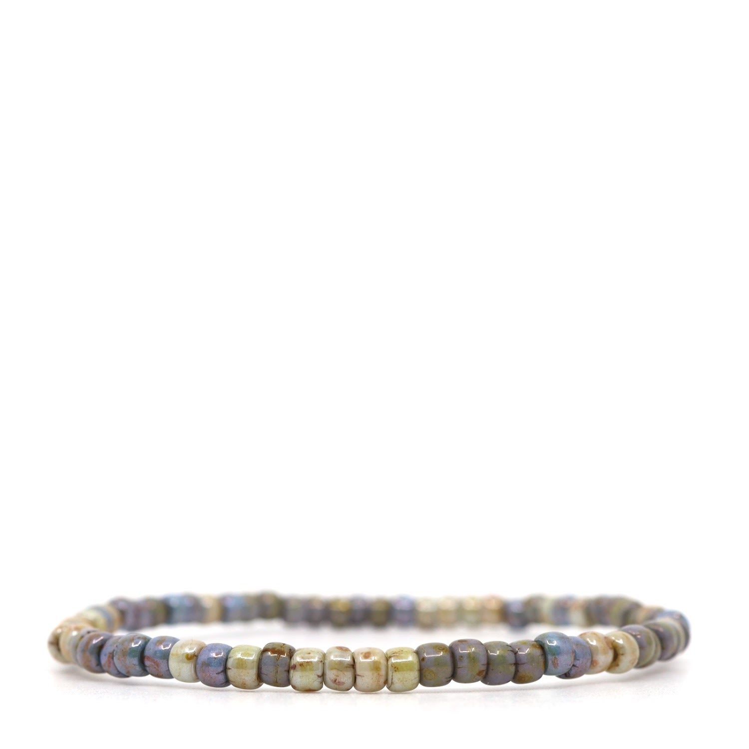 Shar Oke Men's Green Grey, Blue & Brown Czech Picasso Bracelet