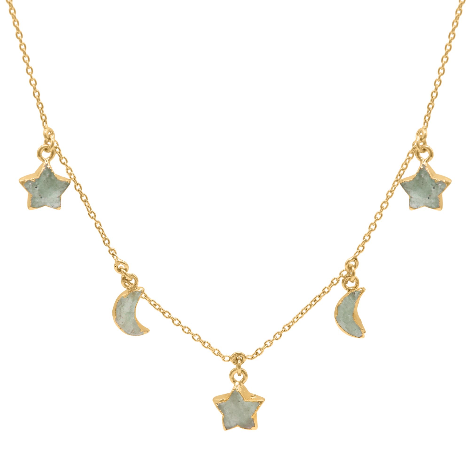 Luna Charles Women's Adela Aventurine Star & Moon Charm Necklace In Gold