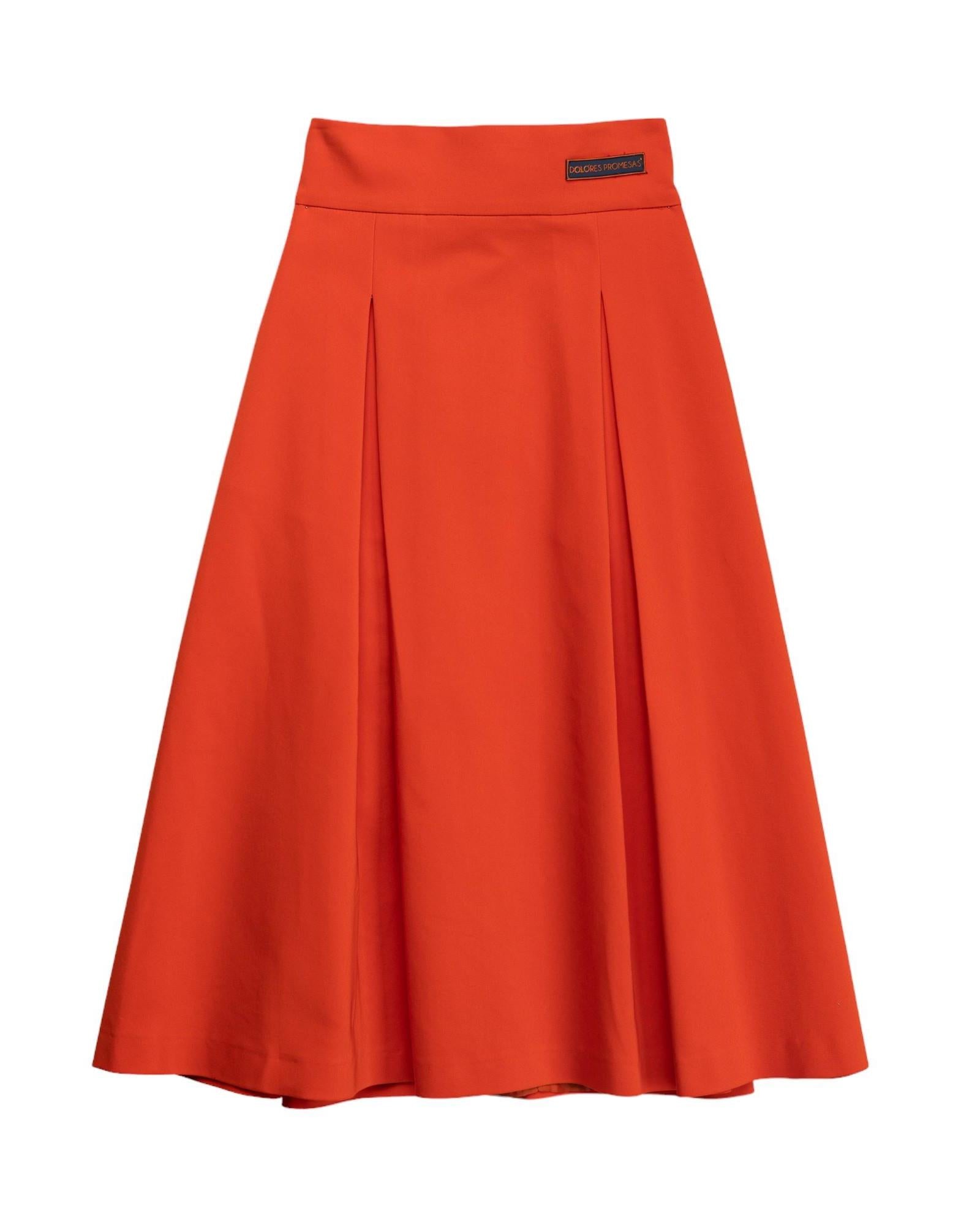 Dolores Promesas Women's Red Cotton Midi Skirt With Back Bow In Orange