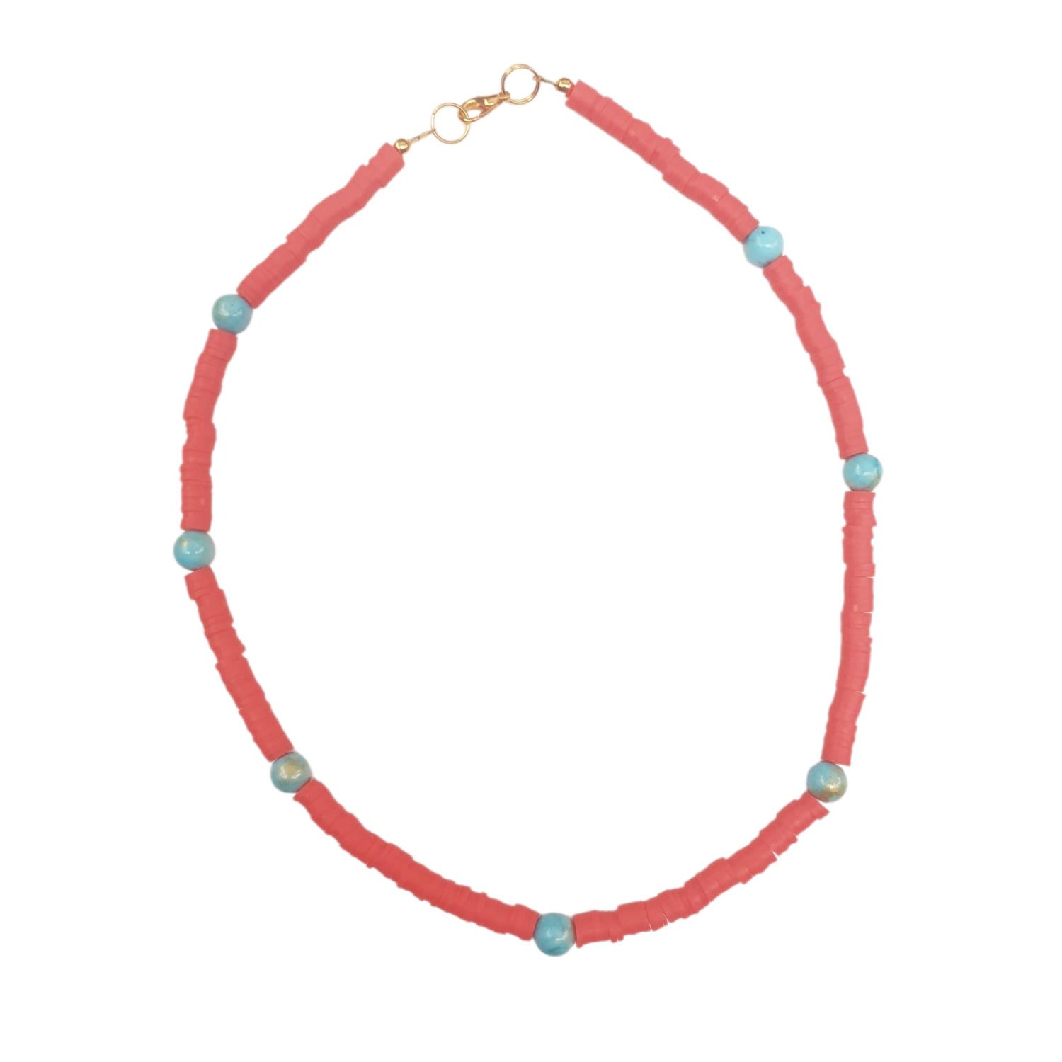 Way To Chic Women's Unisex Beaded Summer Necklace – Orange Polymer With Jade Beads In Orange