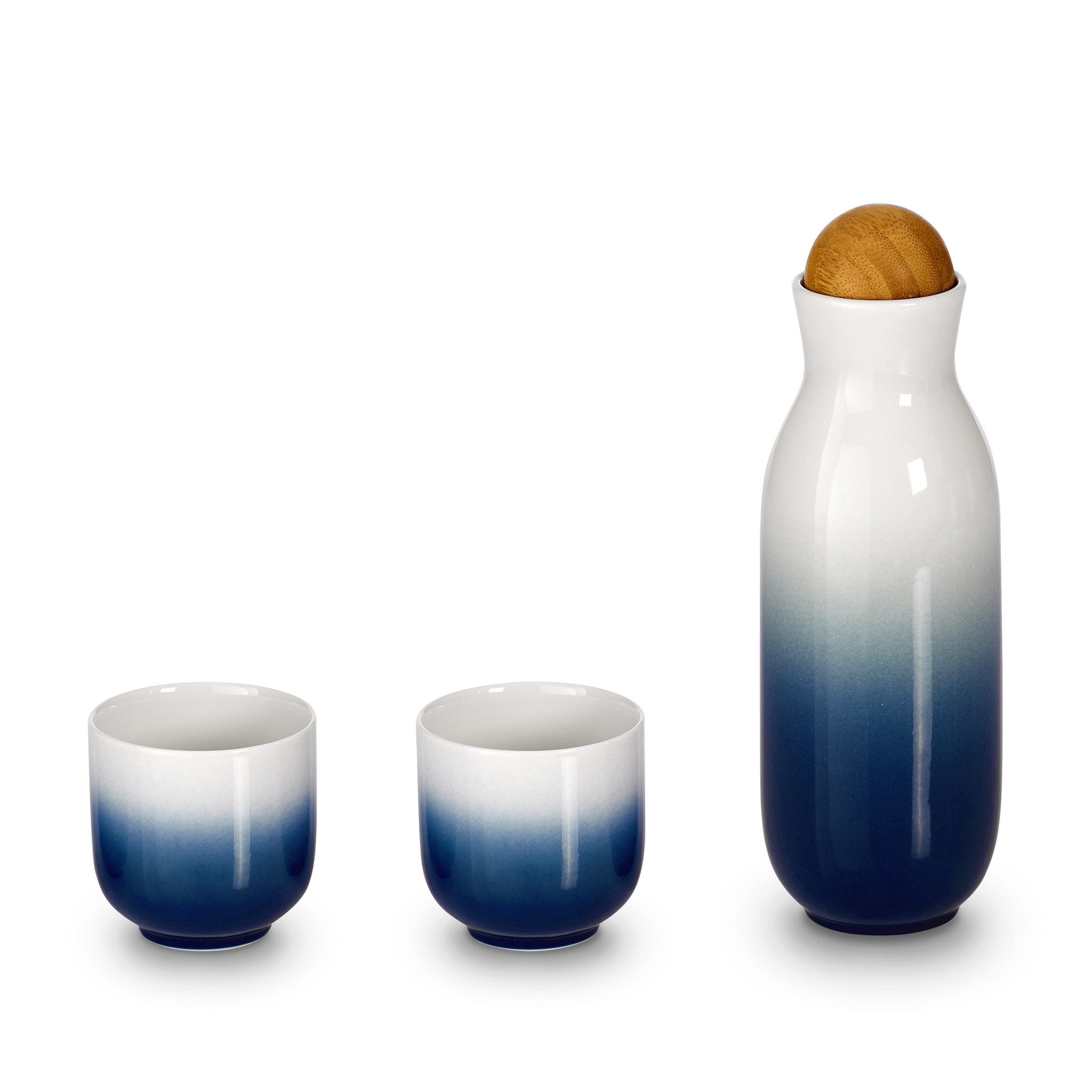 Blue / Black / White Bloom Carafe Set - Tea Cups - Black, Blue, White Acera