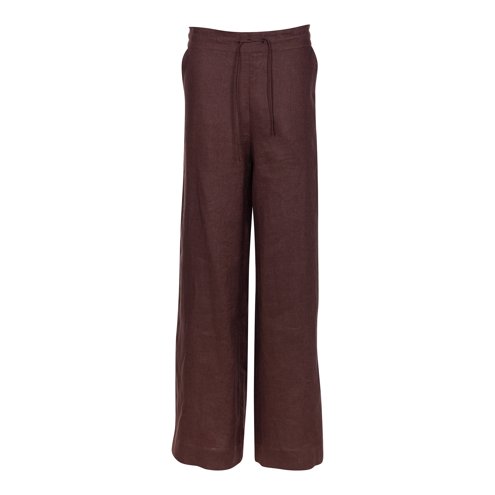 Nokaya Women's Brown Heavy Linen Wide-leg Pants Perfect Days In Brown