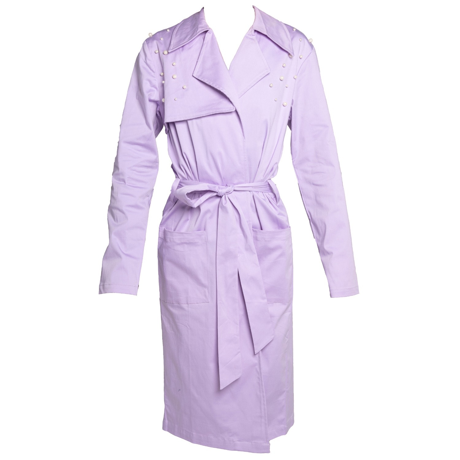 Ettie Women's Purple Lilac Pearl Embellished Trench Coat In Purple