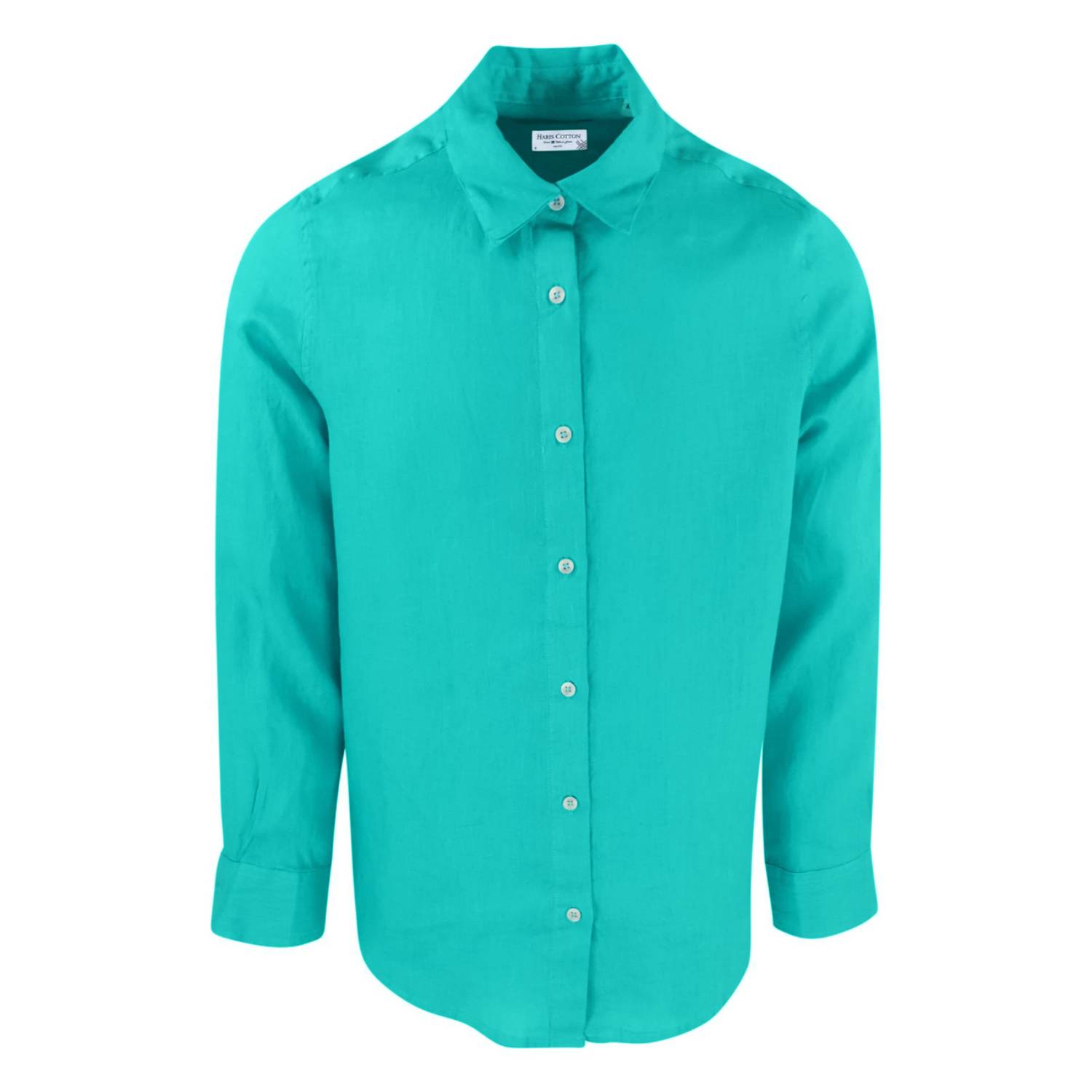 Haris Cotton Men's Linen Basic Long-sleeved Shirt-island Green In Green