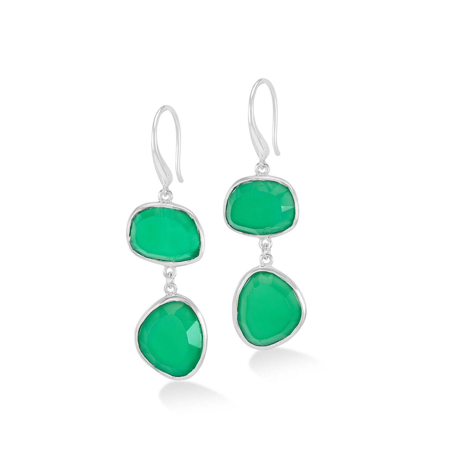 Women’s Green Onyx Pebble Drop Earrings In Silver Dower & Hall