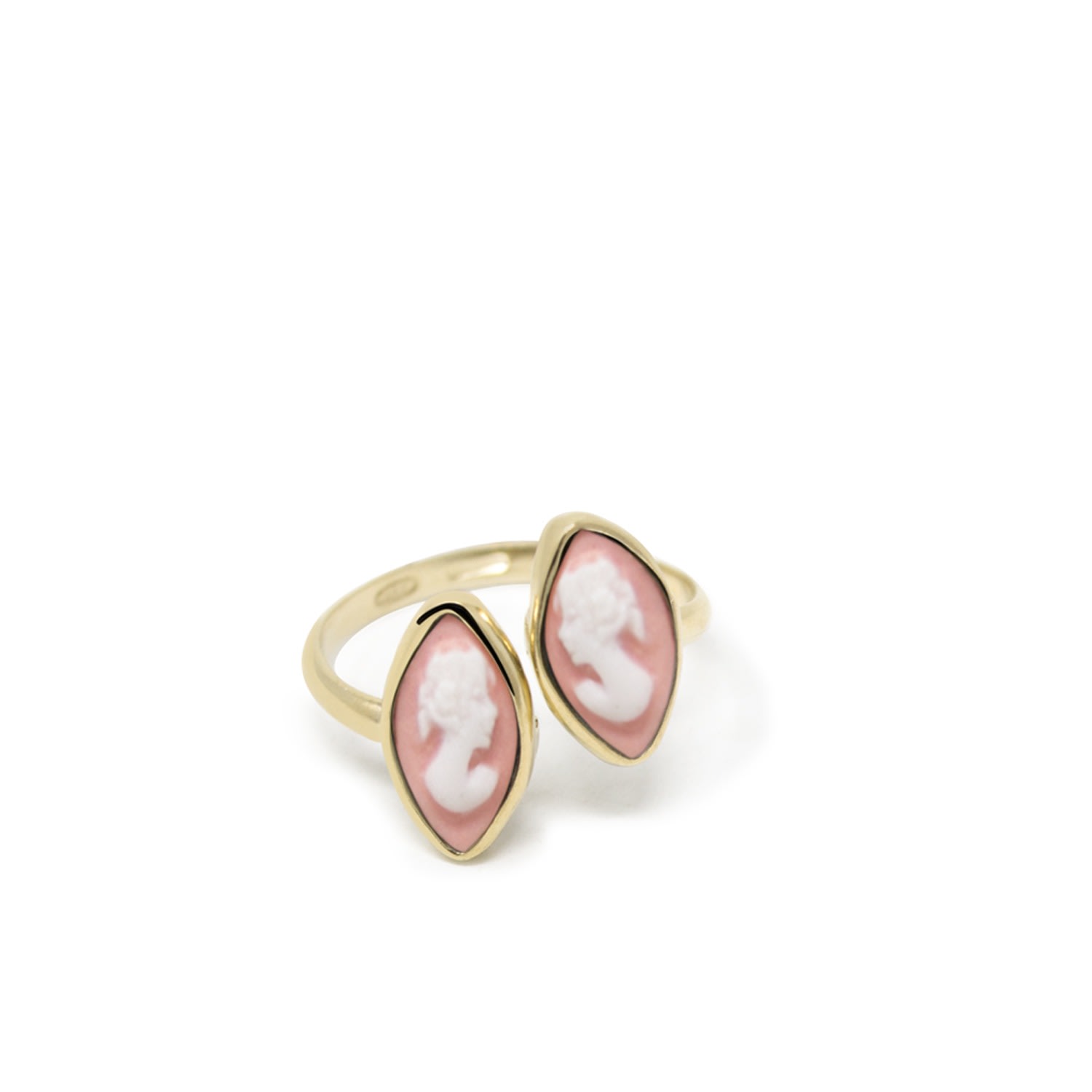 Vintouch Italy Women's Gold / Pink Mariana Gold-plated Pink Cameo Ring In Multi