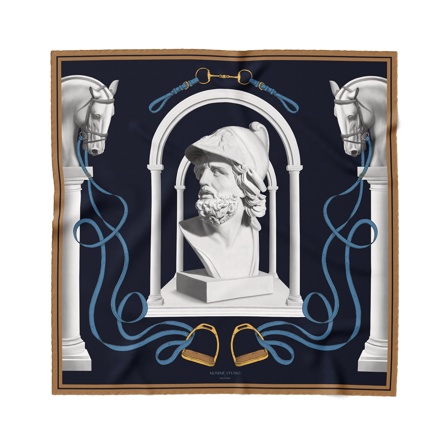 Momme Studio Women's Vidi - Navy Neck Silk Scarf In Blue/white