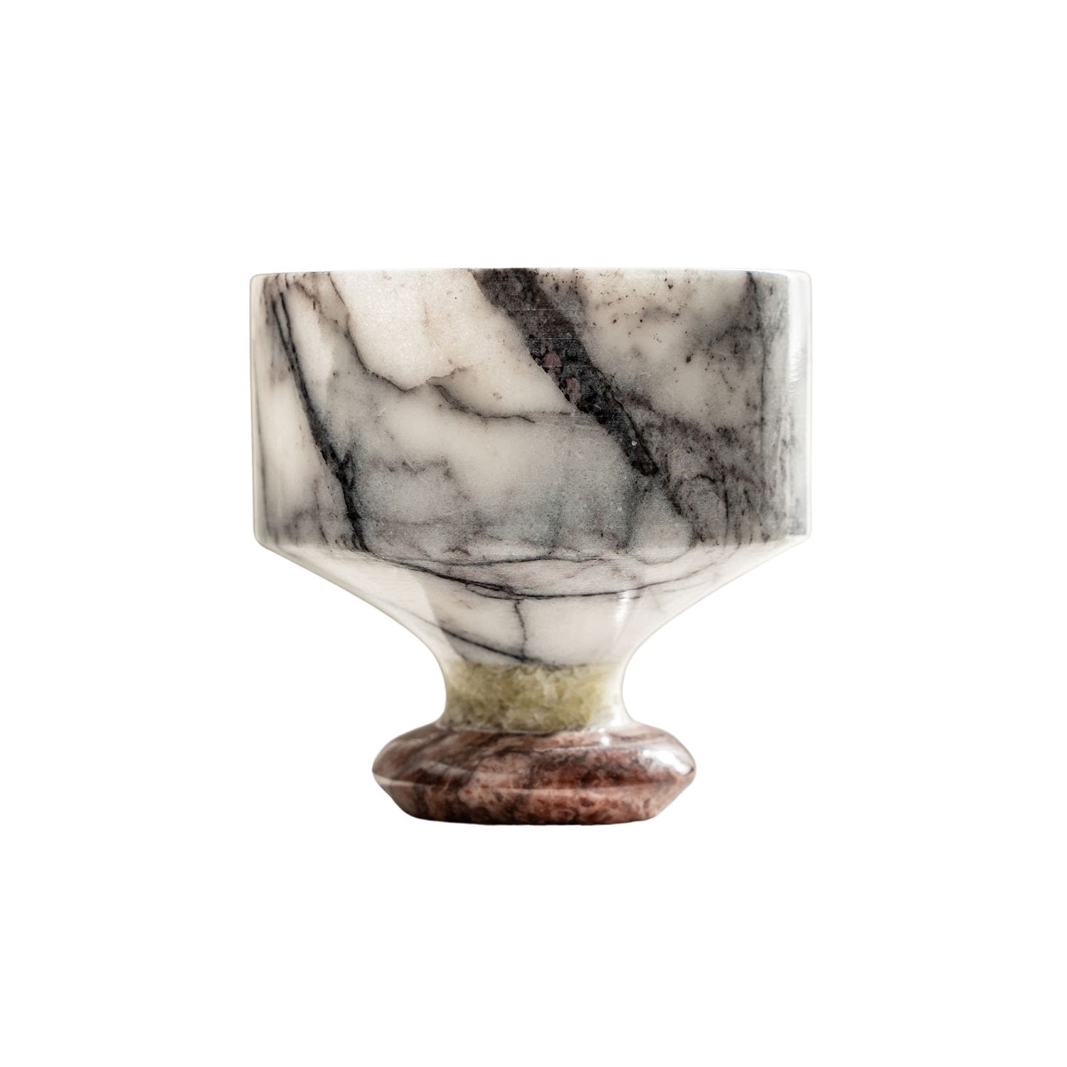 White Afyon Lilac Handmade Marble Chalice - Premium Quality Natural Marble Modeditions