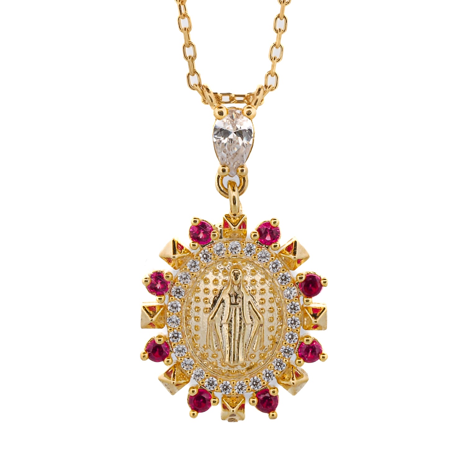Diamond virgin mary best sale necklace