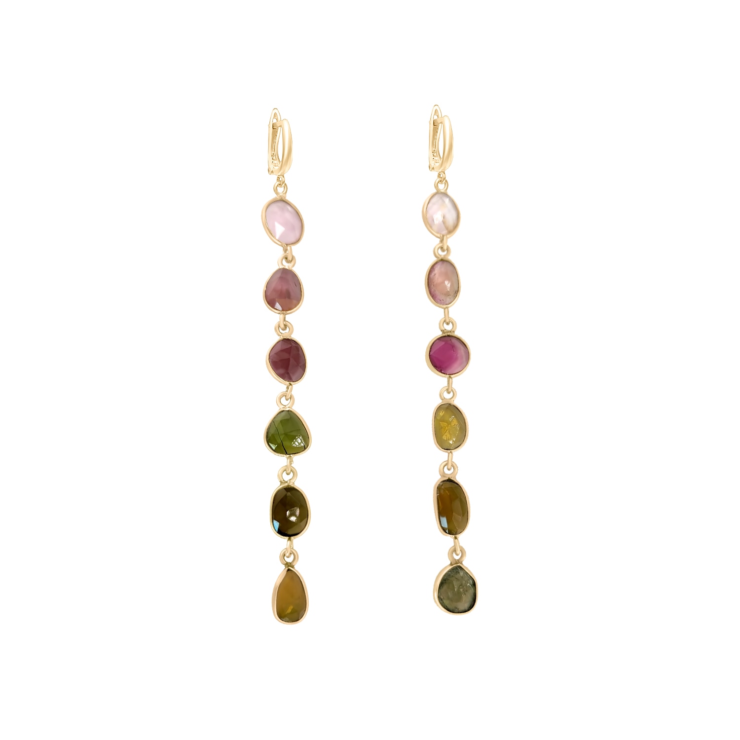 Women’s Gold / Green / Pink Long Tourmaline Multicolor Earrings Hany Koi