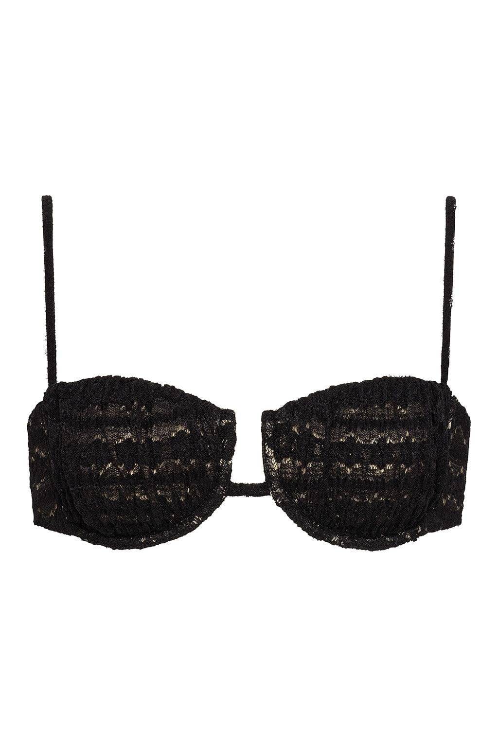 Women's Black Daisy Lace Petal Bikini Top | Medium | Montce Swim