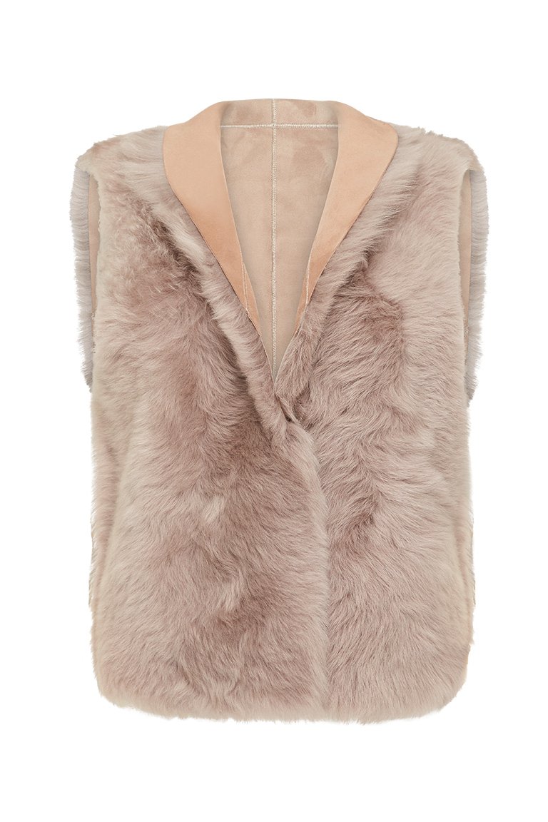 Women’s Neutrals Bushwick Reversible Vest Taupe Shearling Xs/S West 14Th