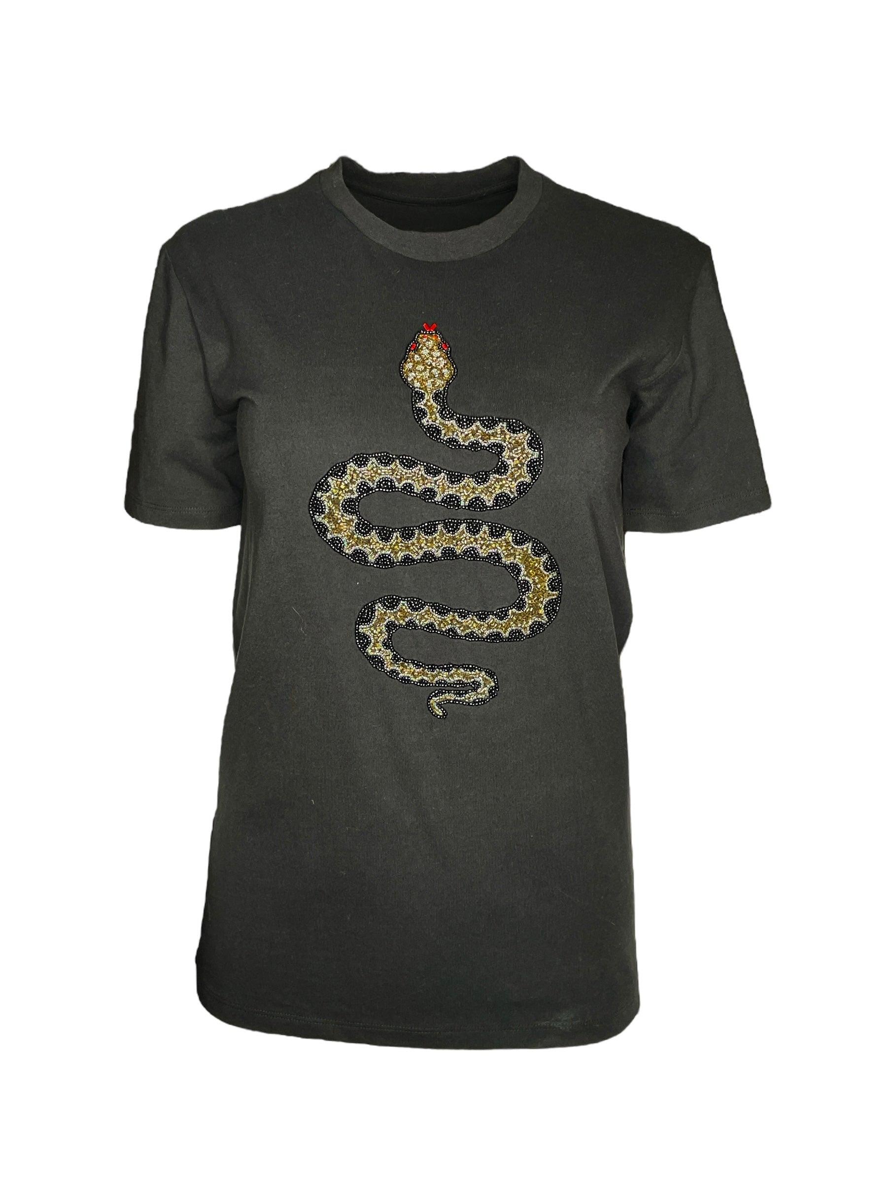 Any Old Iron Gold / Black / Red Men's Beaded Metallic Snaketacular T-shirt In Black