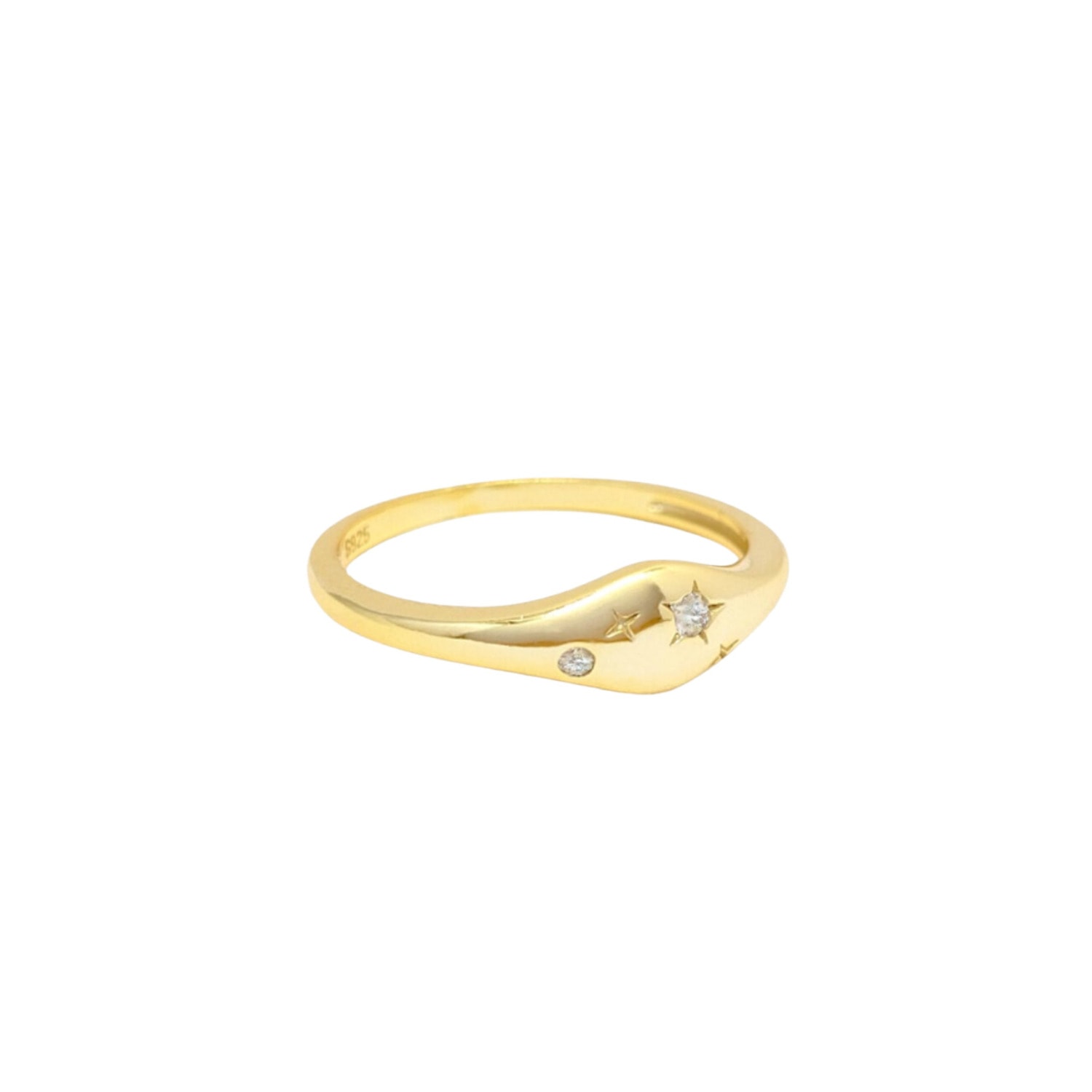 Women’s Gold Aries Zodiac Constellation Ring Lucky Eleven