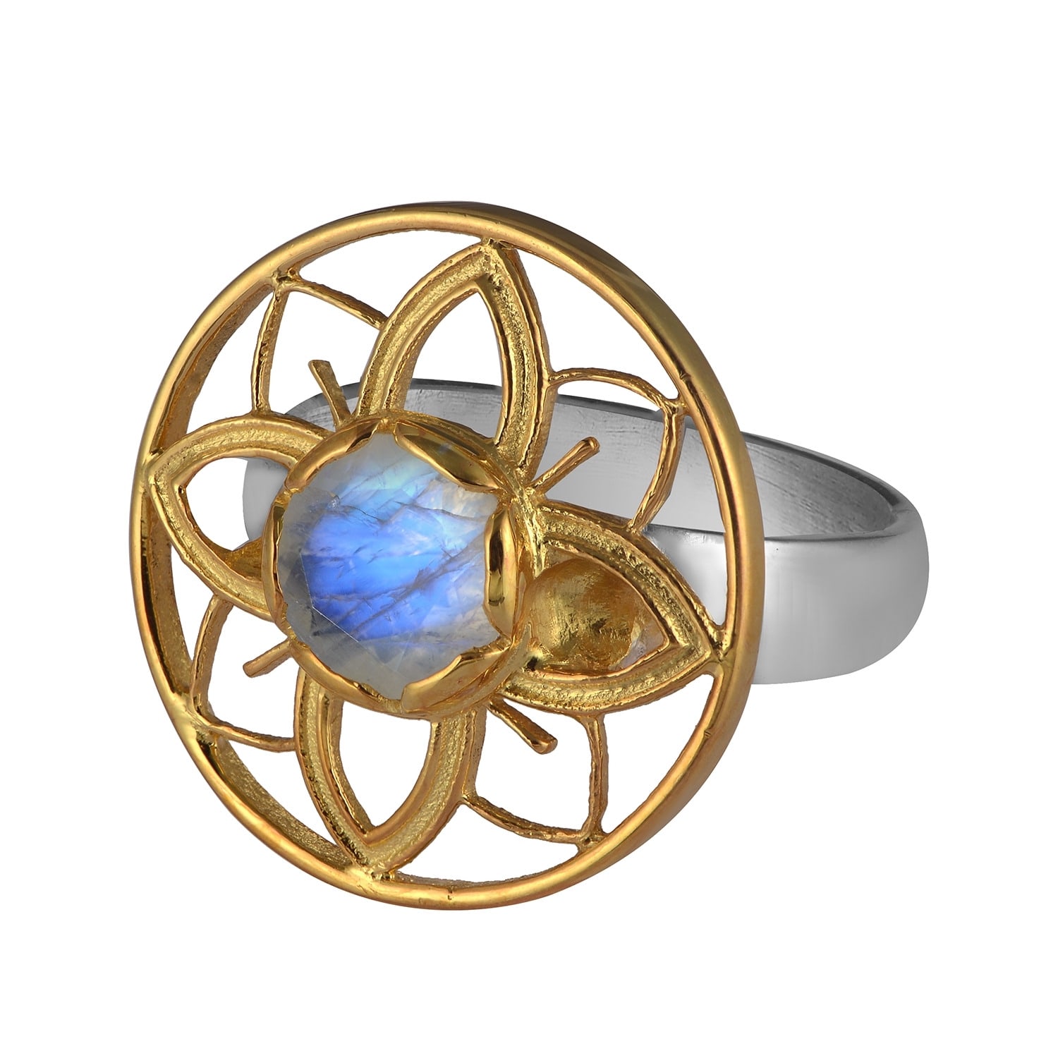 Women’s White Bali Rainbow Moonstone Cocktail Ring Emma Chapman Jewels