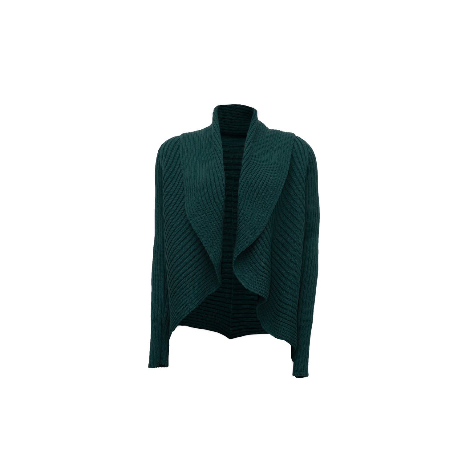 Süel Knitwear Women's Green Ribbed Round Cardigan Emerald In Green