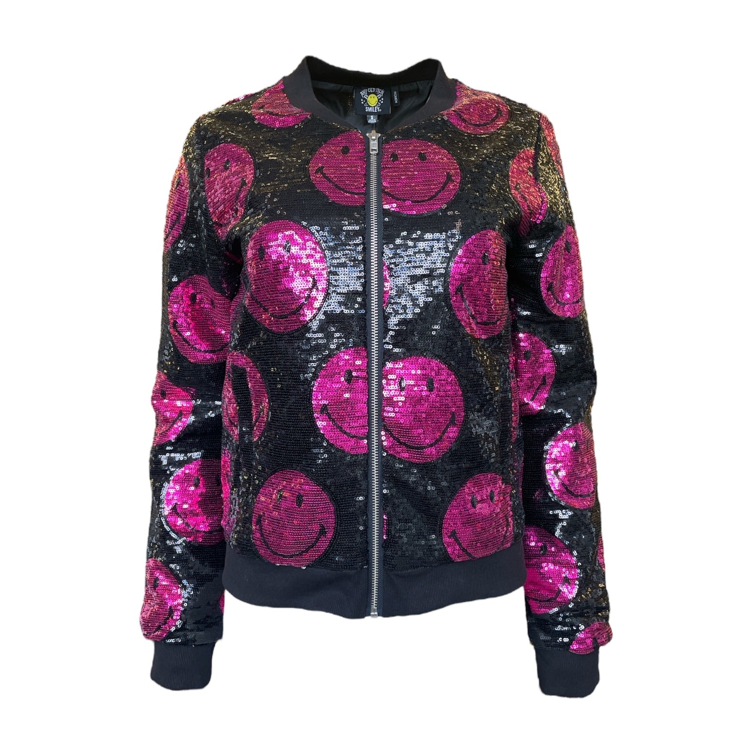 Any Old Iron Women's Black / Pink / Purple  X Smiley Pink Bomber Jacket