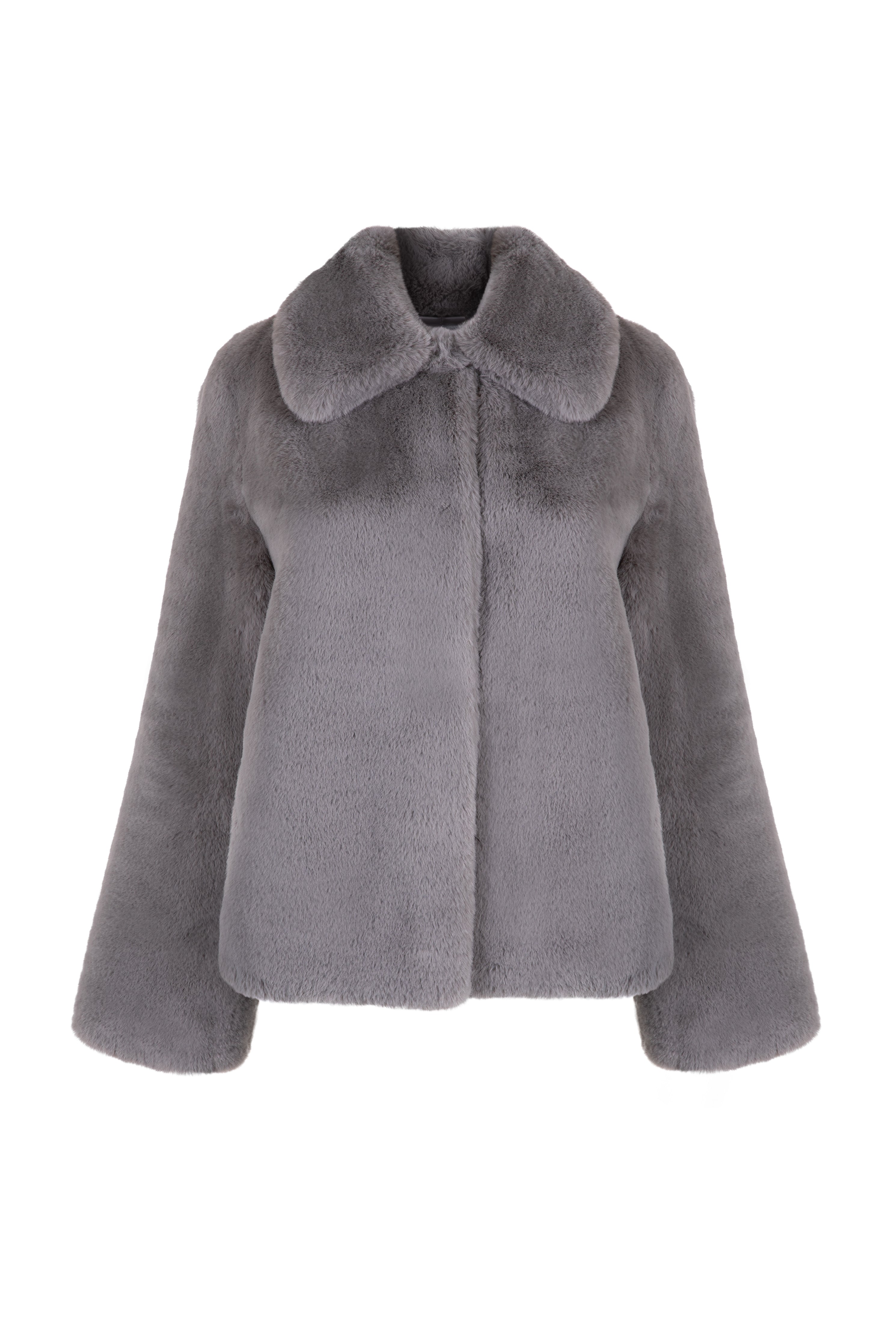 Women’s Neutrals Christie Luxe Faux Fur Collar Jacket Grey Large Issy London