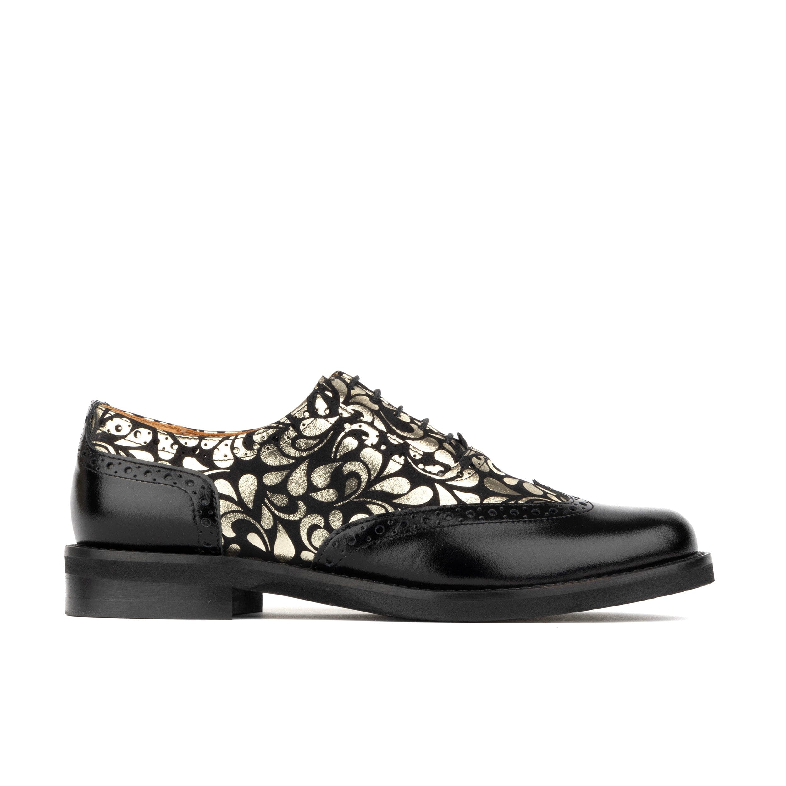 Embassy London Usa Gold / Black Vivienne - Black & Gold - Womens Oxford Shoes In Gold/black