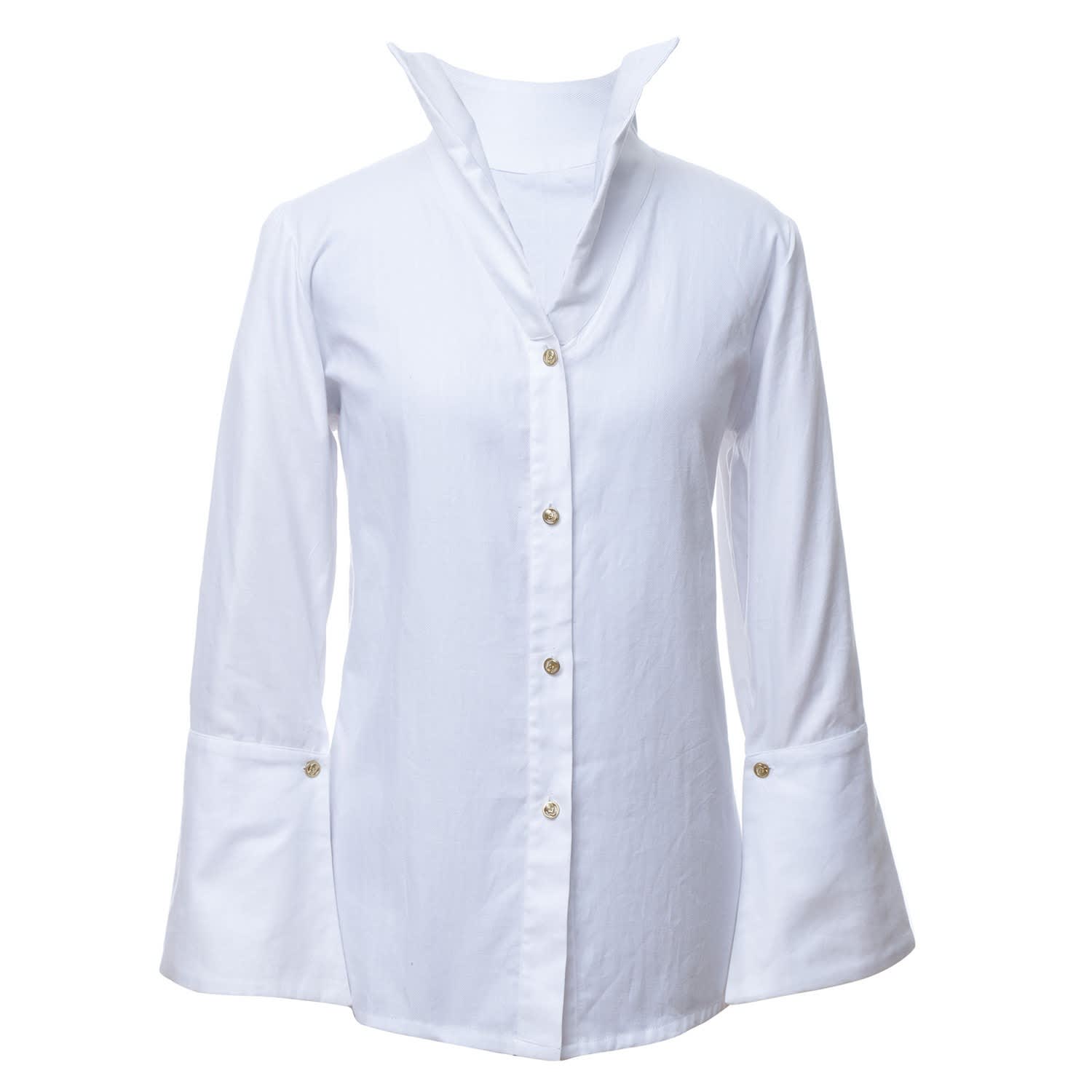white wide collar shirt