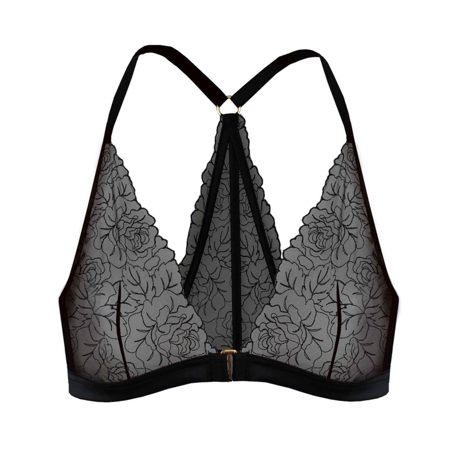 Tallulah Love Women's Black Midnight Rose Bralette In Black