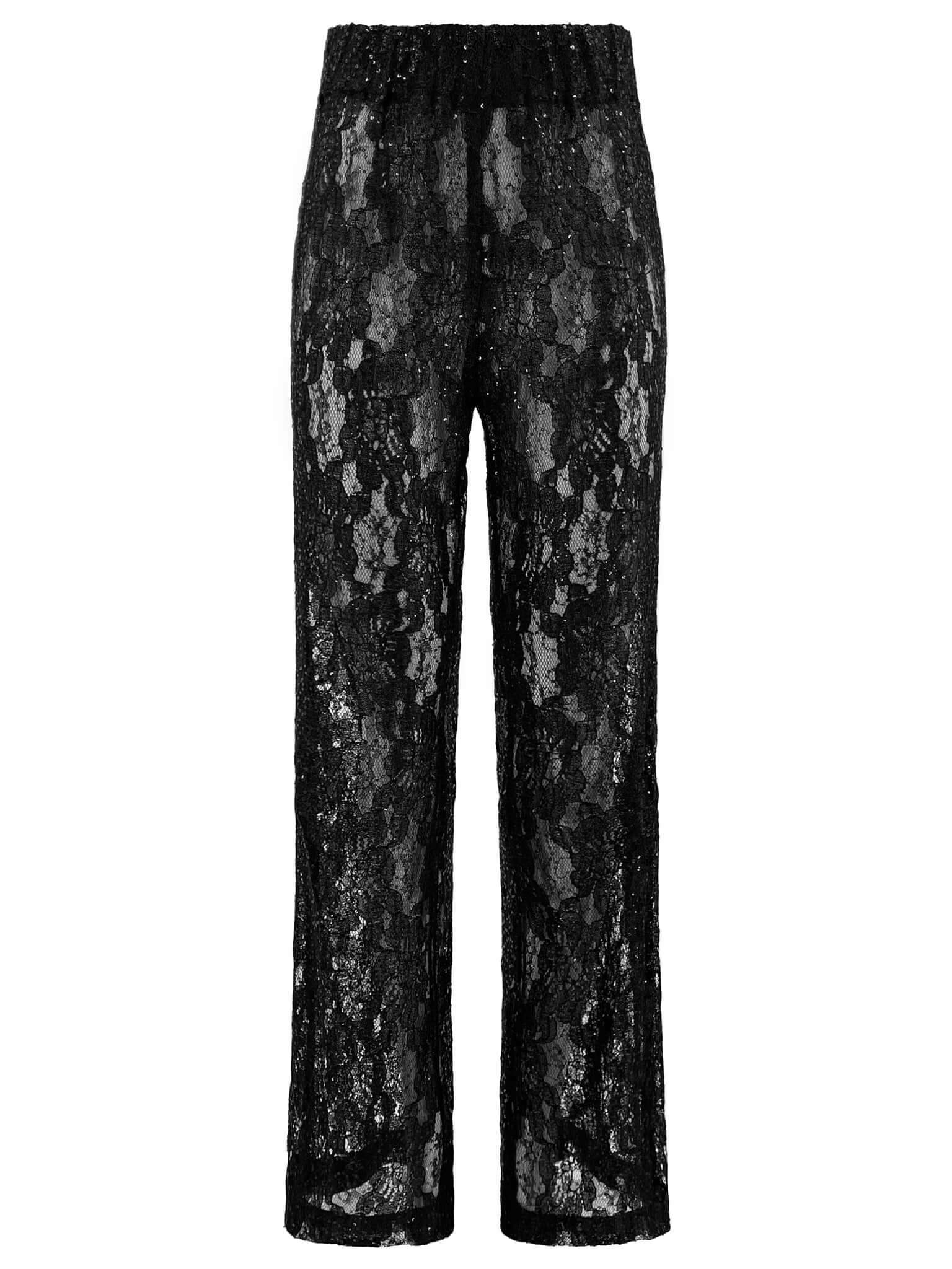 Women’s Black Glowing In The Dark Sheer Lace Flared Trousers Xxs Tia Dorraine