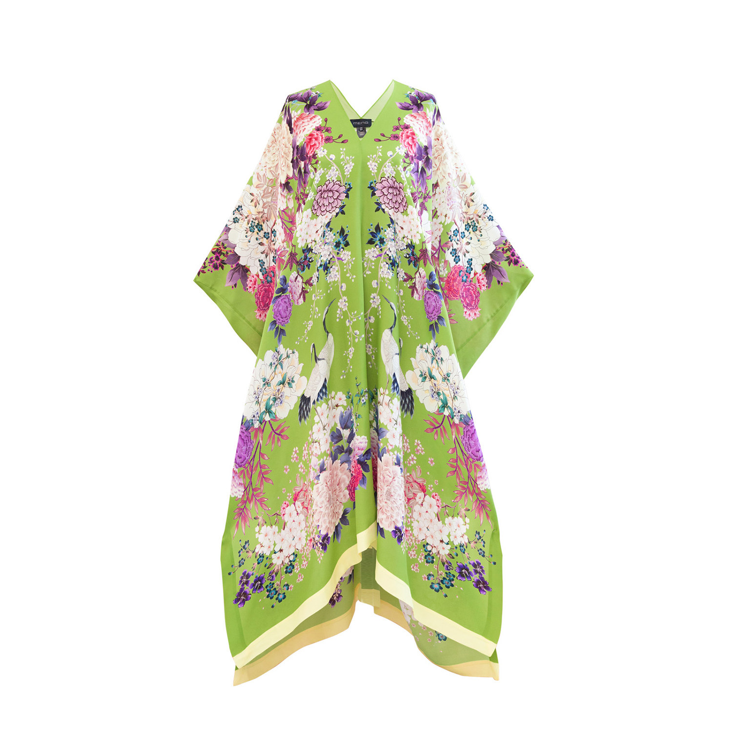 Meng Women's Apple Green Silk Georgette Kaftan In Green