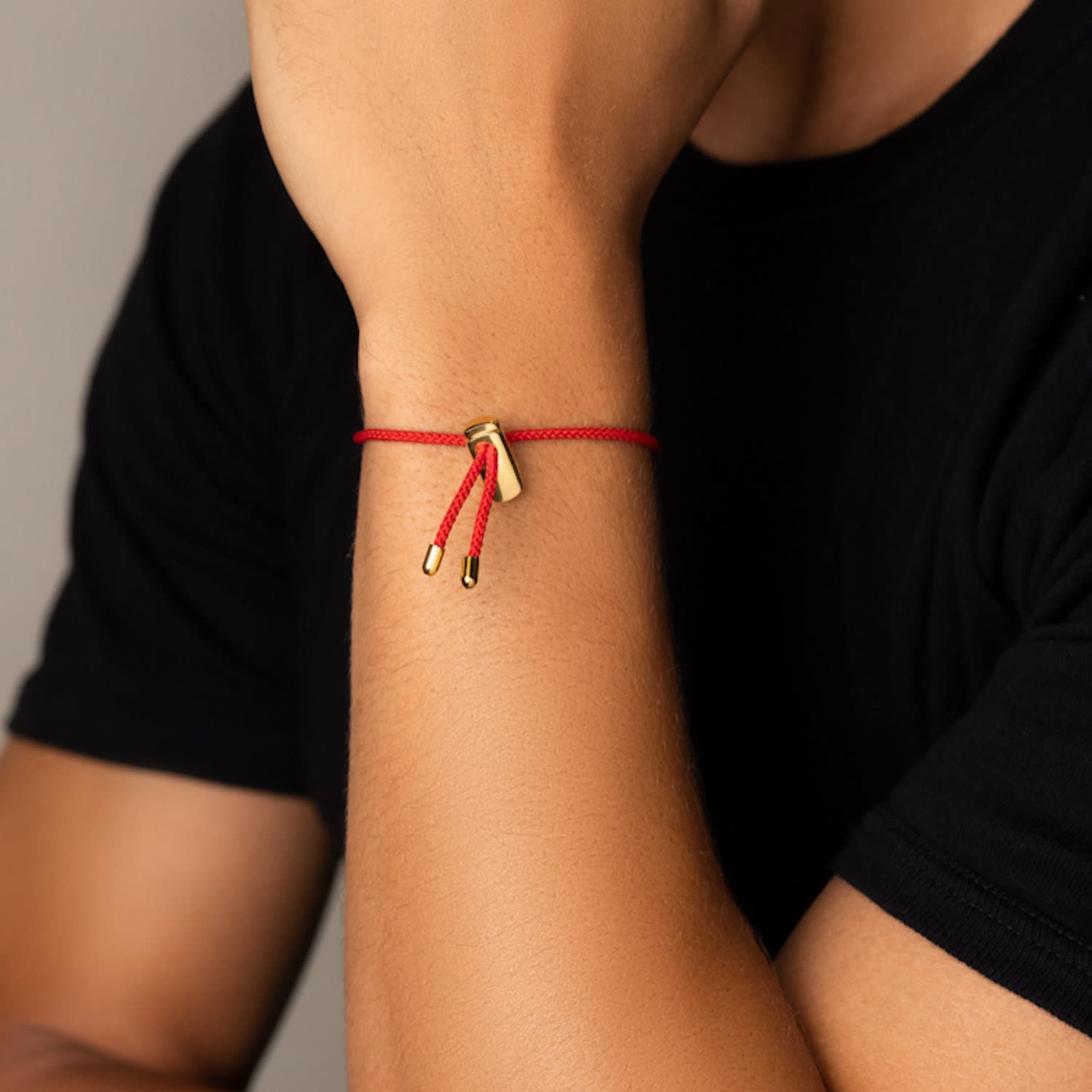 Men's Red String Bracelet With Adjustable Lock, Nialaya