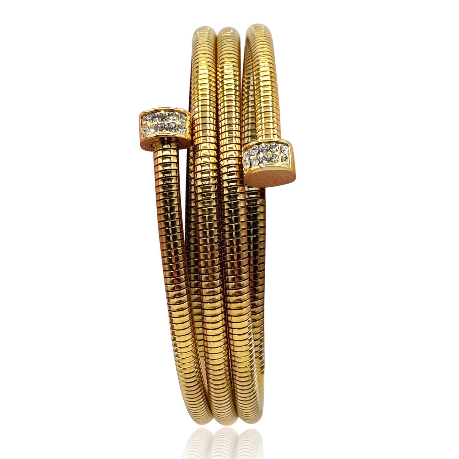 Michael Nash Jewelry Women's Gold Cobra One Size Fits All Bracelet With Crystal Accents