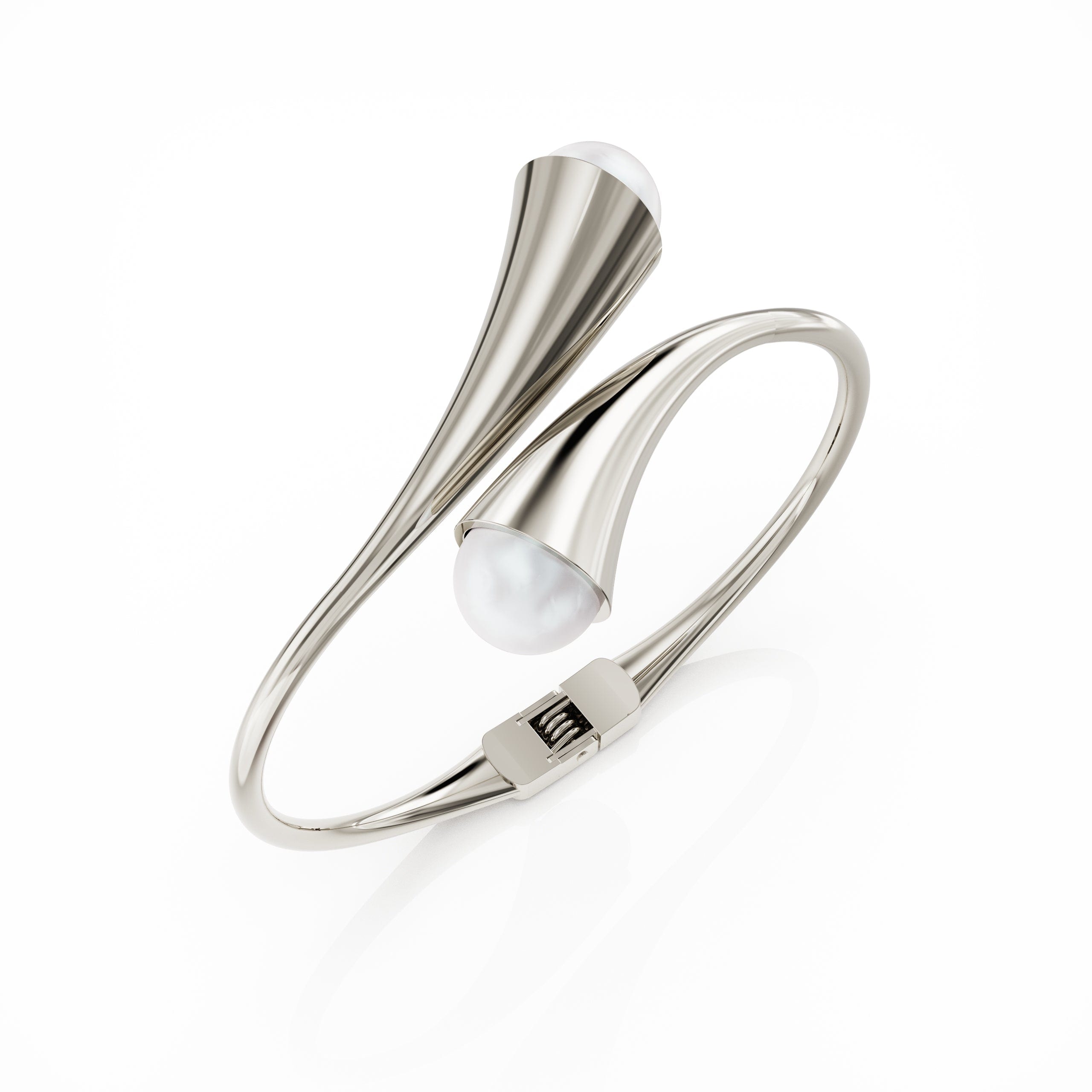 Linda Fiore Women's Bella Silver Bangle With Large Freshwater Pearls In Silver