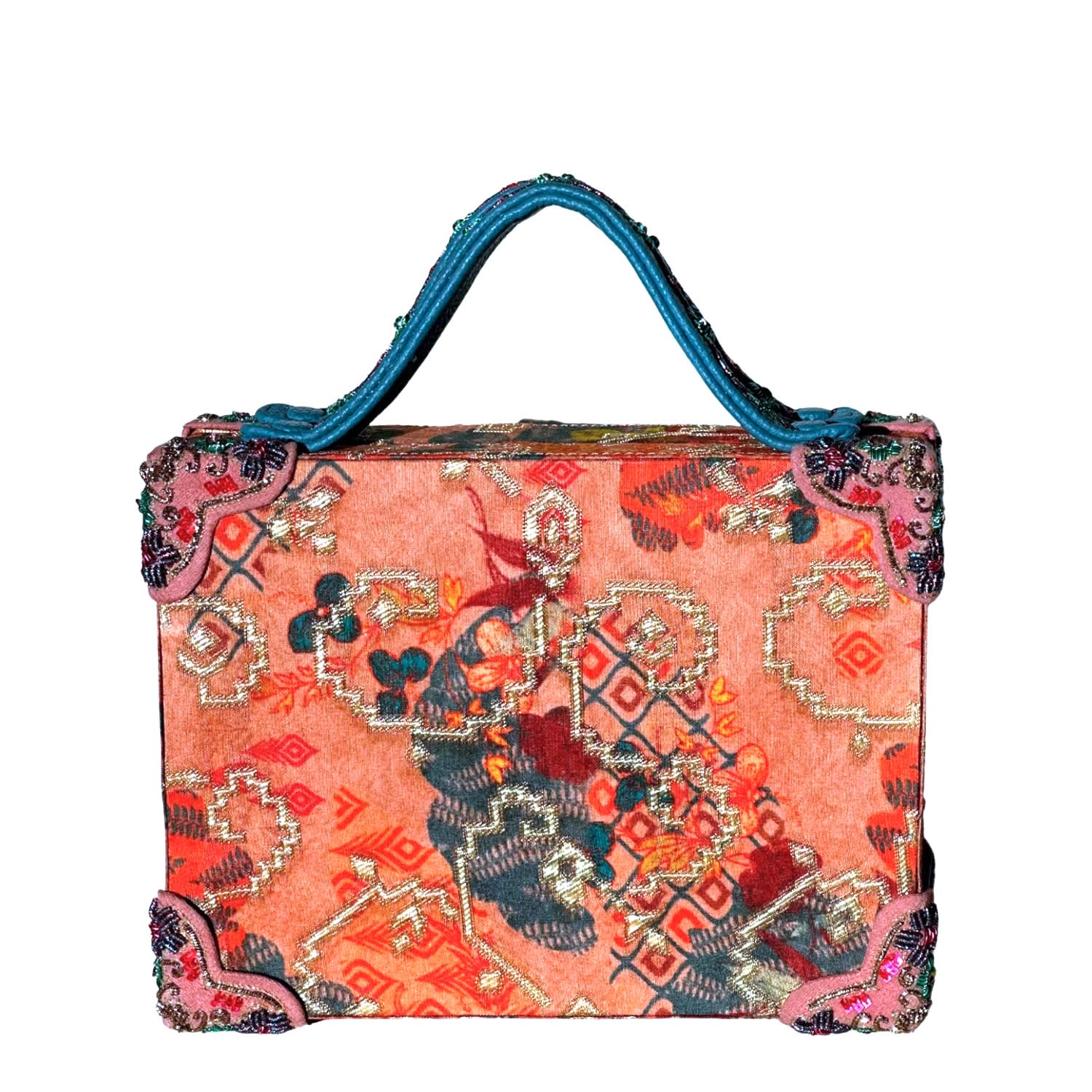 Women's Pink Brocade Briefcase Bag | Simitri