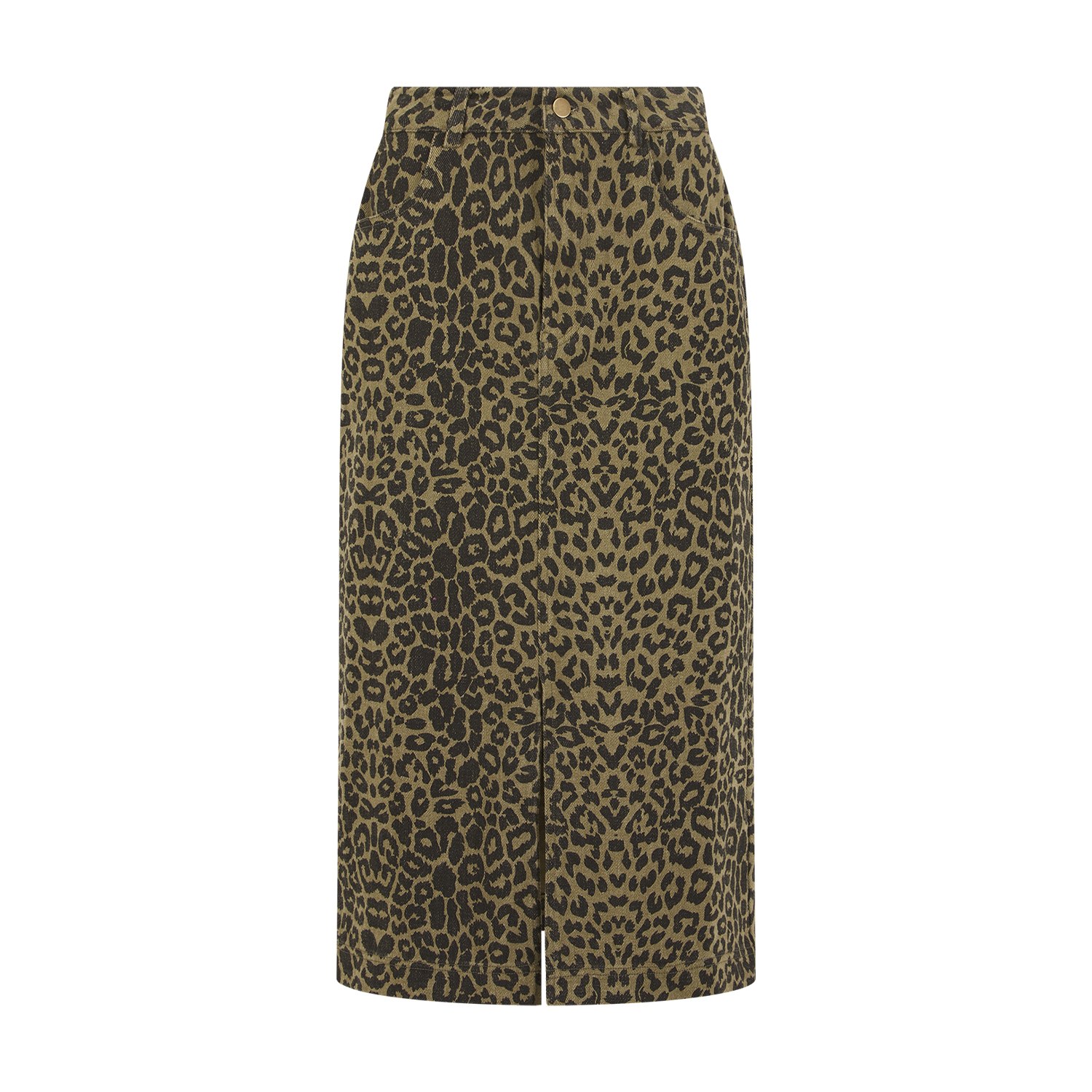 Women’s Green Frankie Denim Skirt In Khaki Leopard Print Small Nooki Design