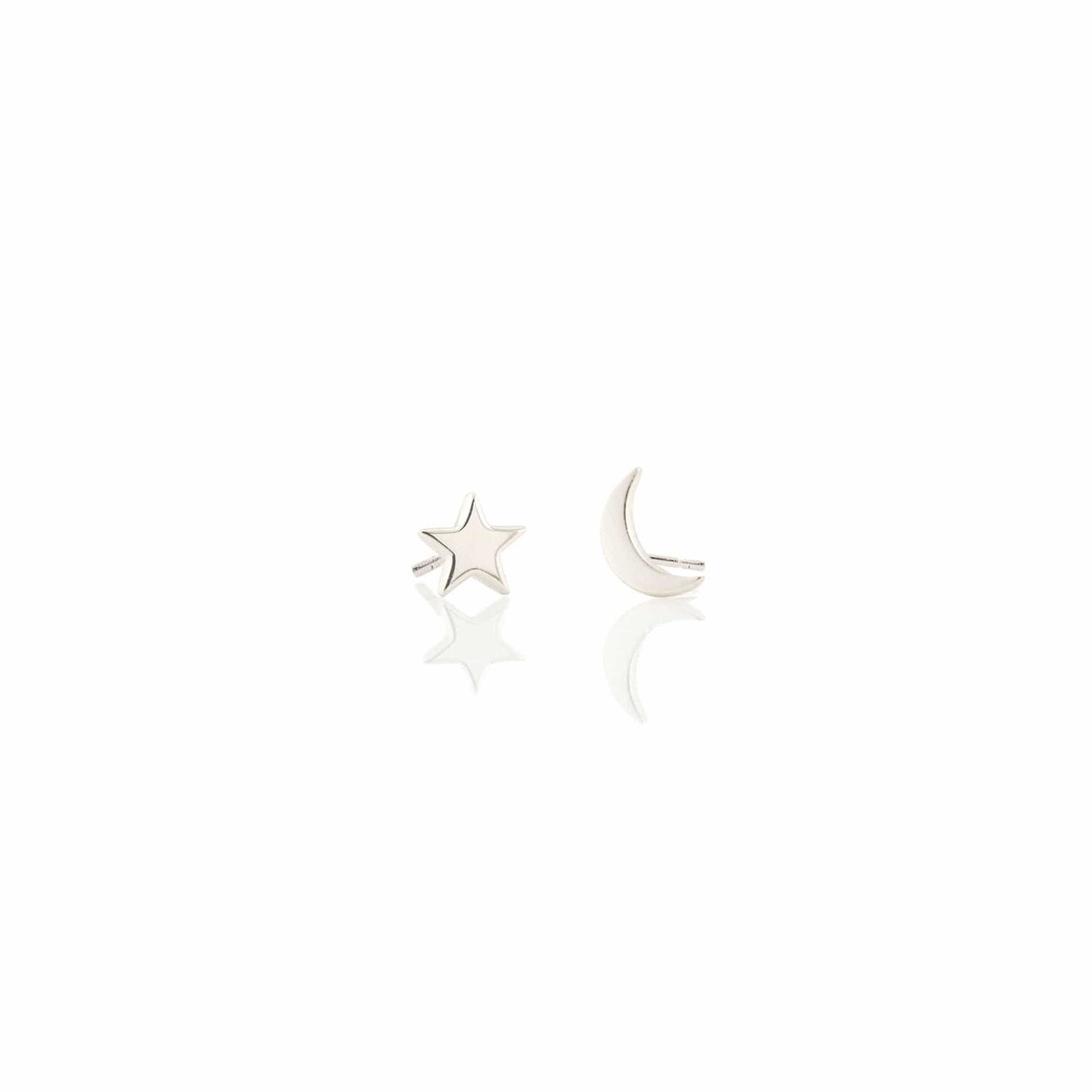 Kris Nations Women's Star & Moon Stud Earrings - Sterling Silver In Silver