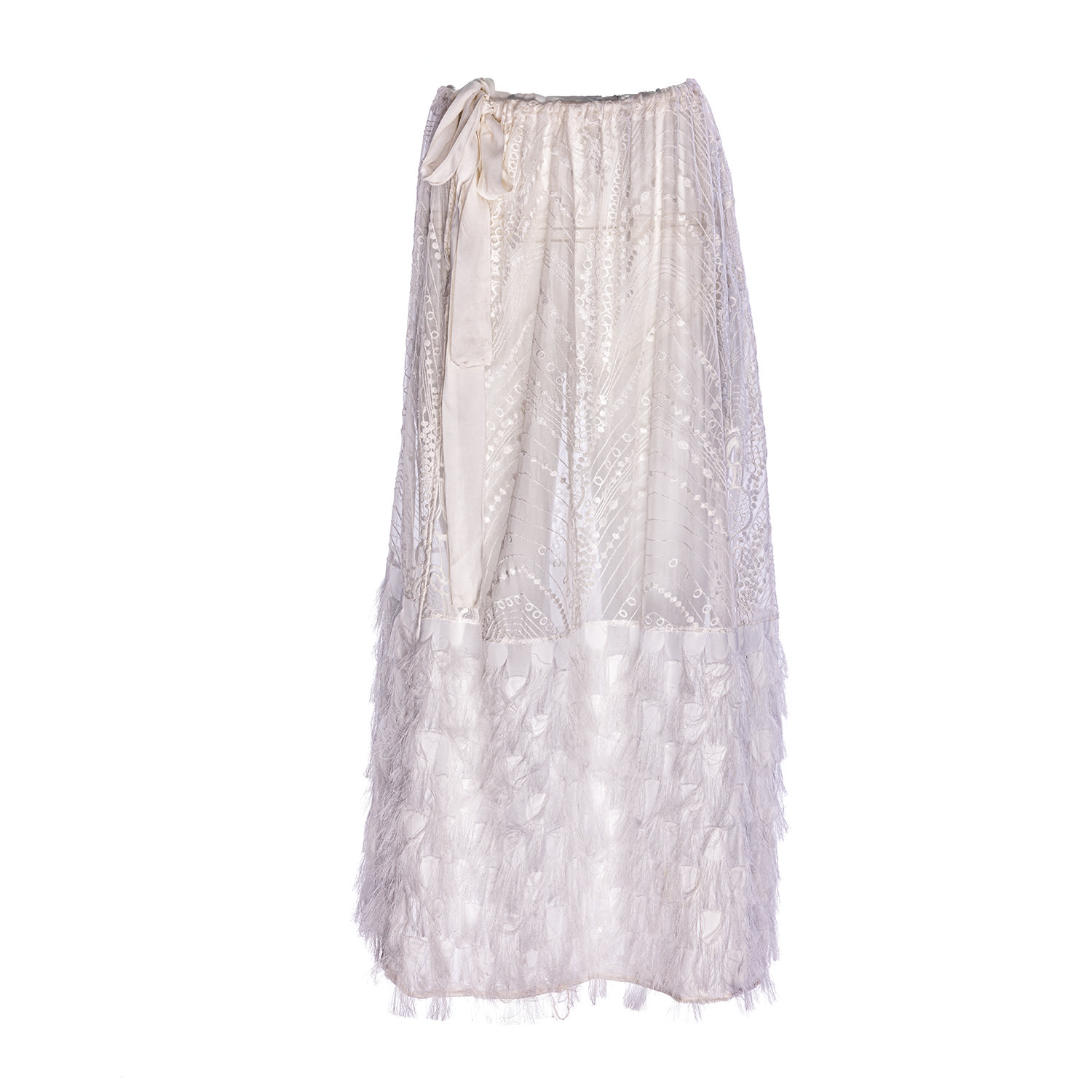 Harlow Loves Daisy Women's Tippy - Embroidered Silk Skirt With White Fringe In White