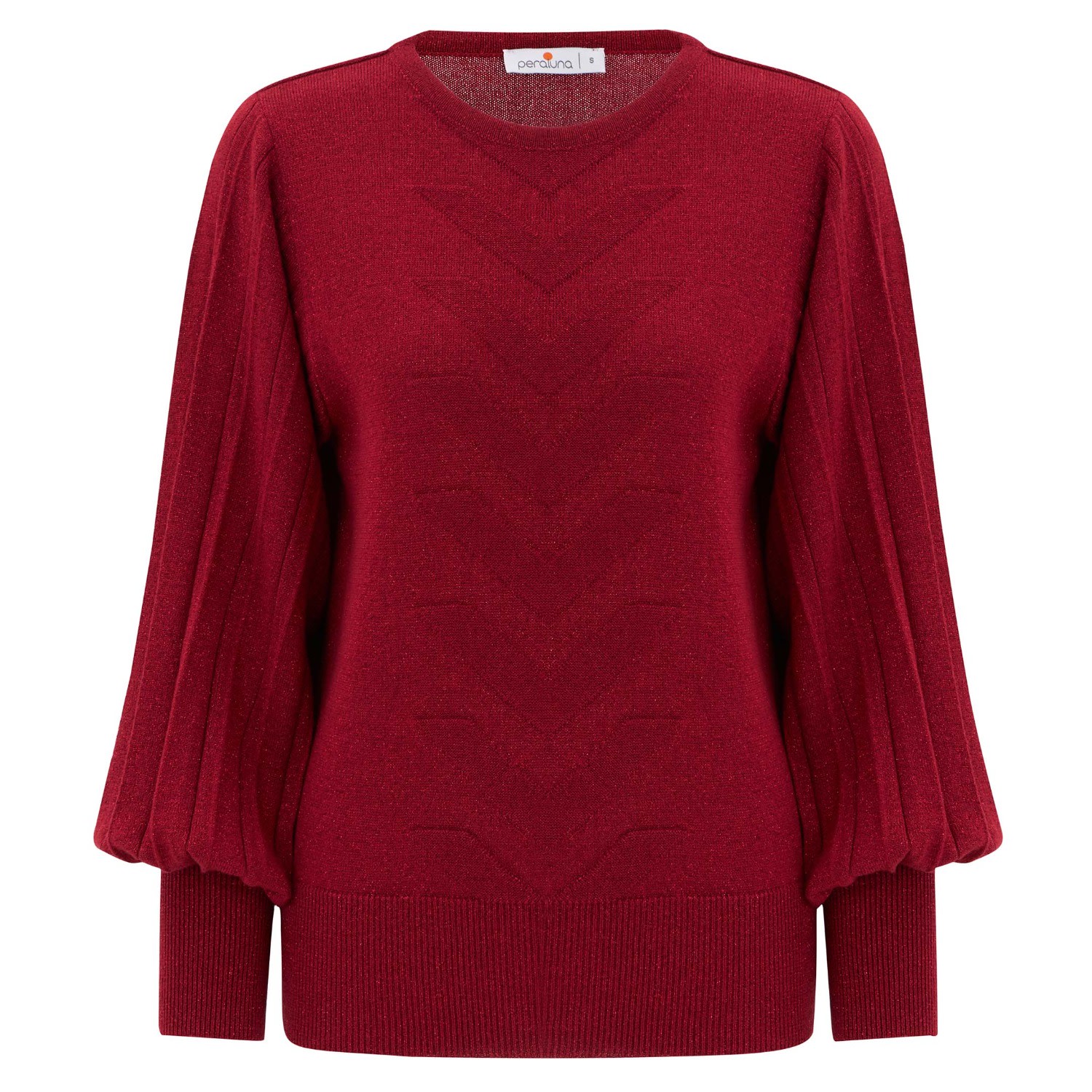 Peraluna Women's O-neck Subtle Glitter Detailed Knitwear Blouse - Red In Red