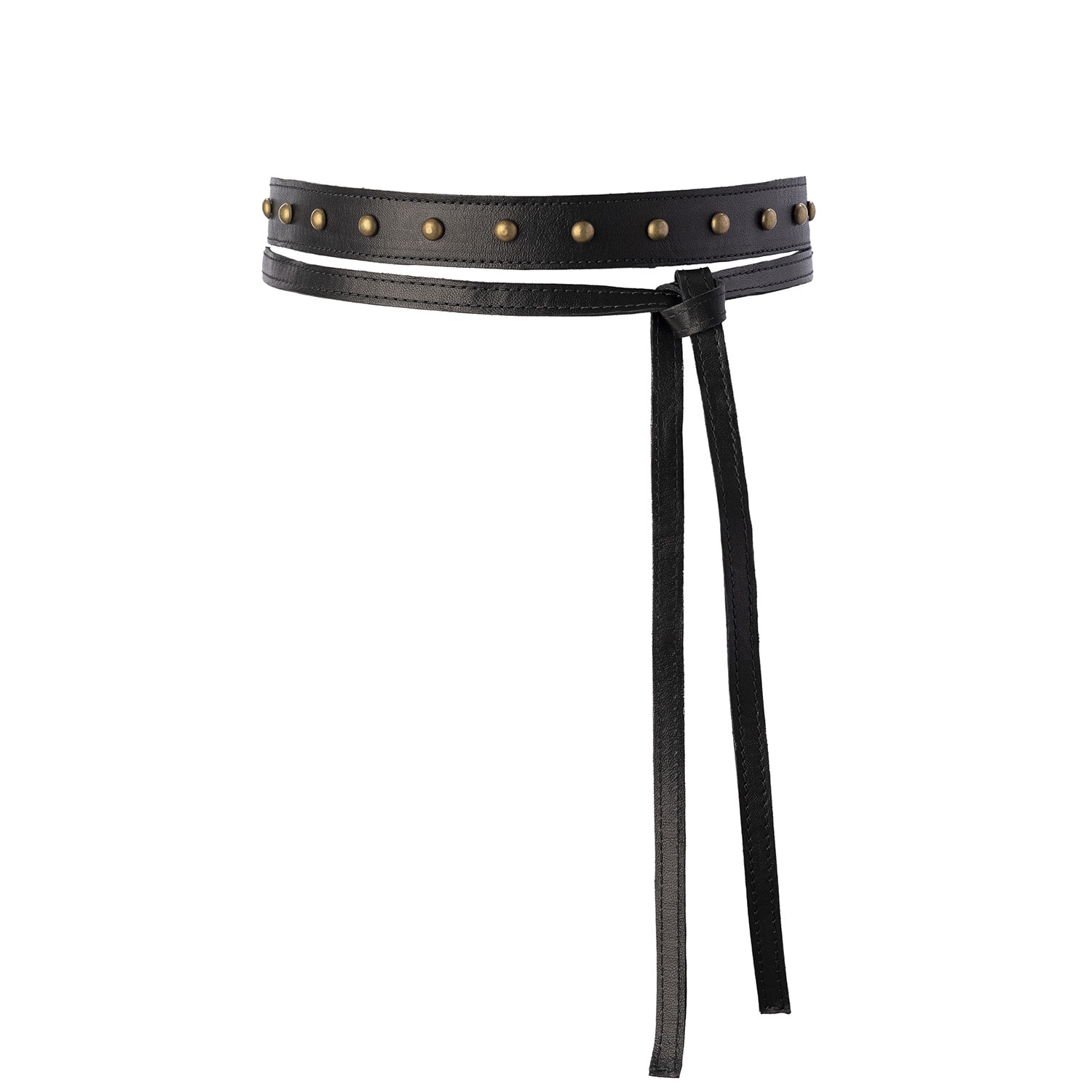 Women’s Skinny Black Leather Belt With Studs XXL Juan-Jo