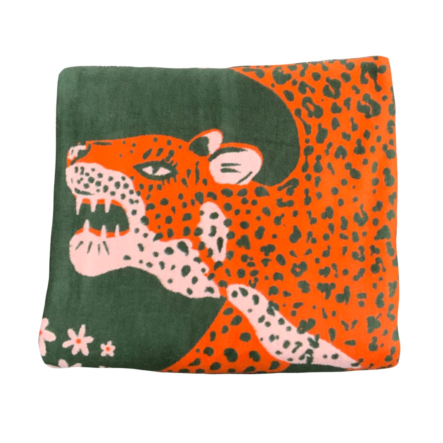 Green Leopard Throw Blanket - Recycled Cotton One Size The Neighbourhood Threat