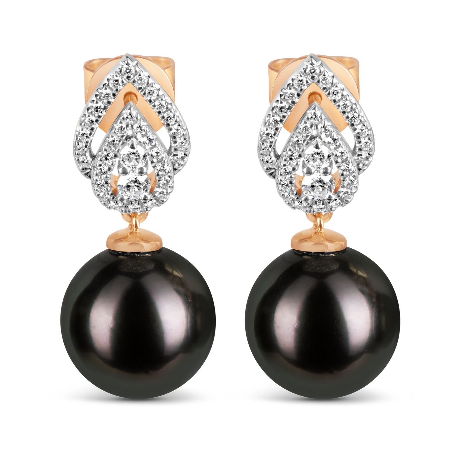 Women’s Gold / Black Ila Pearl And Diamond Earrings Kajal Naina