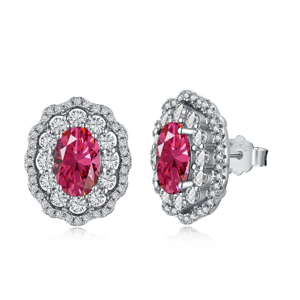 Viviana Halil Women's Pink / Silver The Louis Earrings – Sculptural Sterling Silver Stud Earrings In Rosa Pink In Multi