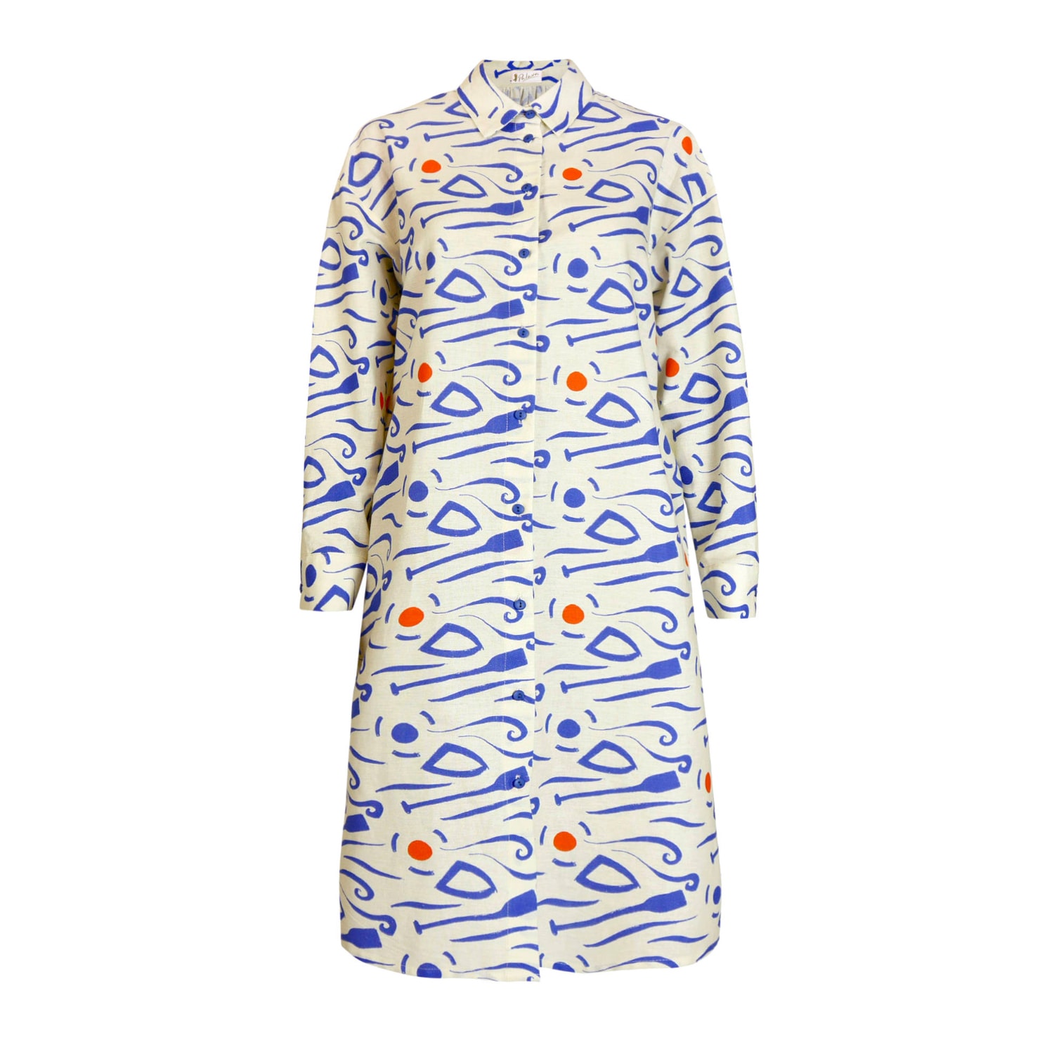 Palava Women's Blue / White Izzy Dress - Ivory Paddle In Multi