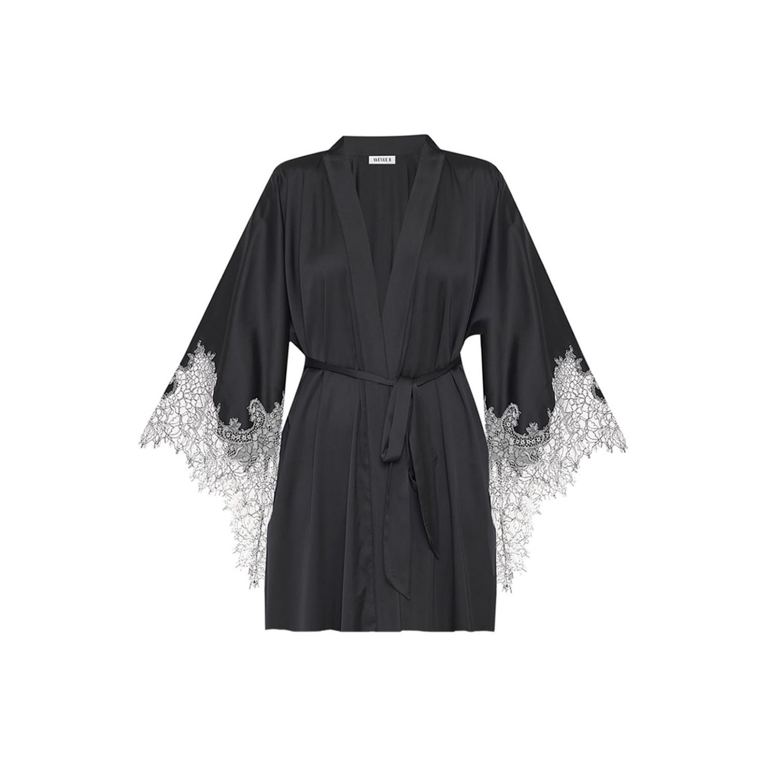 Avenue 8 Women's Lace Detailed Mini Robe - Black&white Lace In Black
