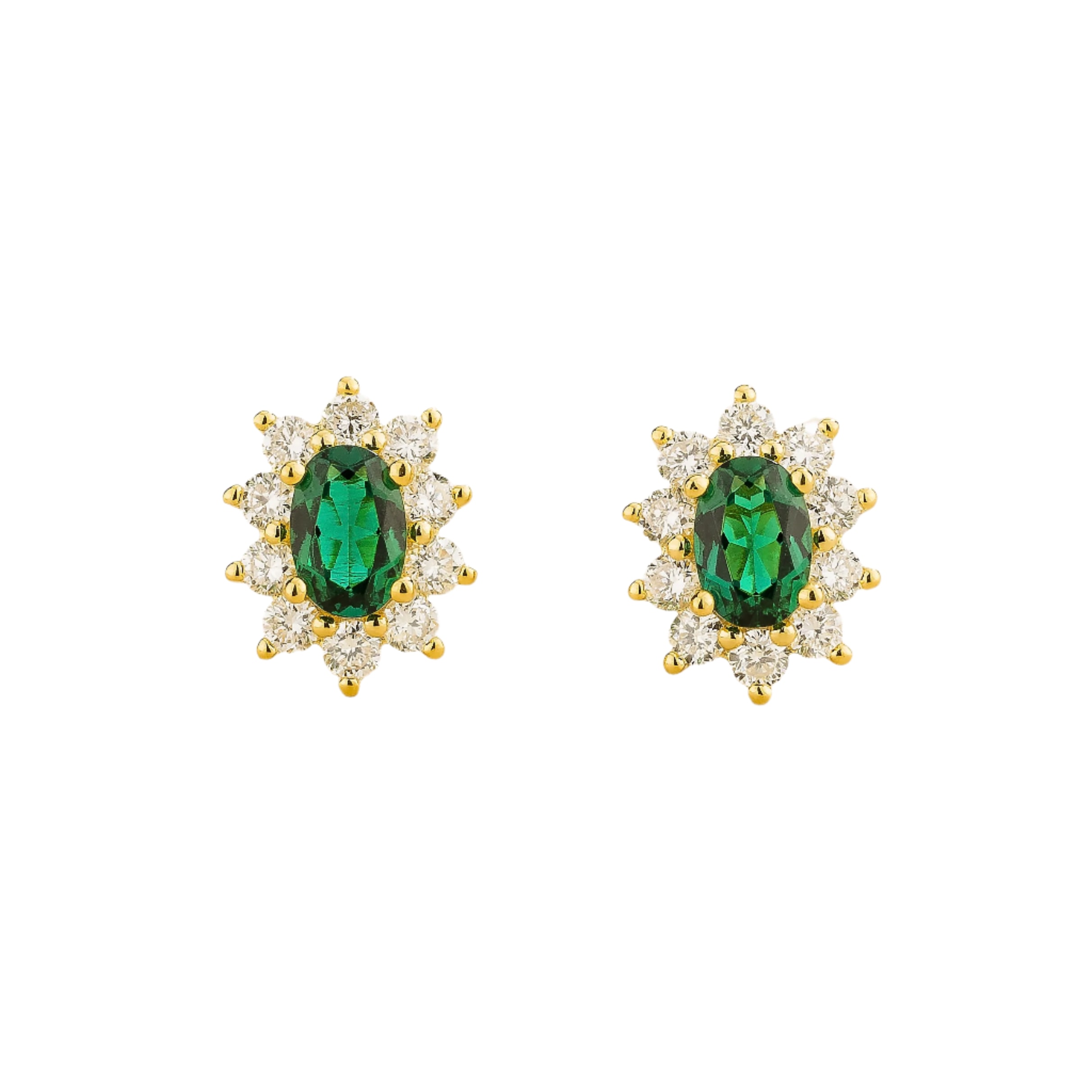 Juvetti Women's White / Gold / Green Oda Gold Earrings Emerald & Diamond In Multi