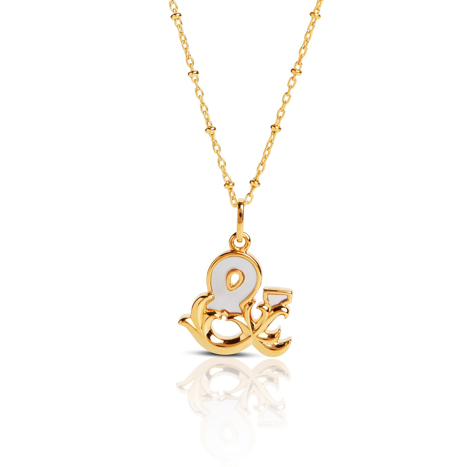 Women’s Gold Plated & Initial Necklace With Mother Of Pearl Kasun