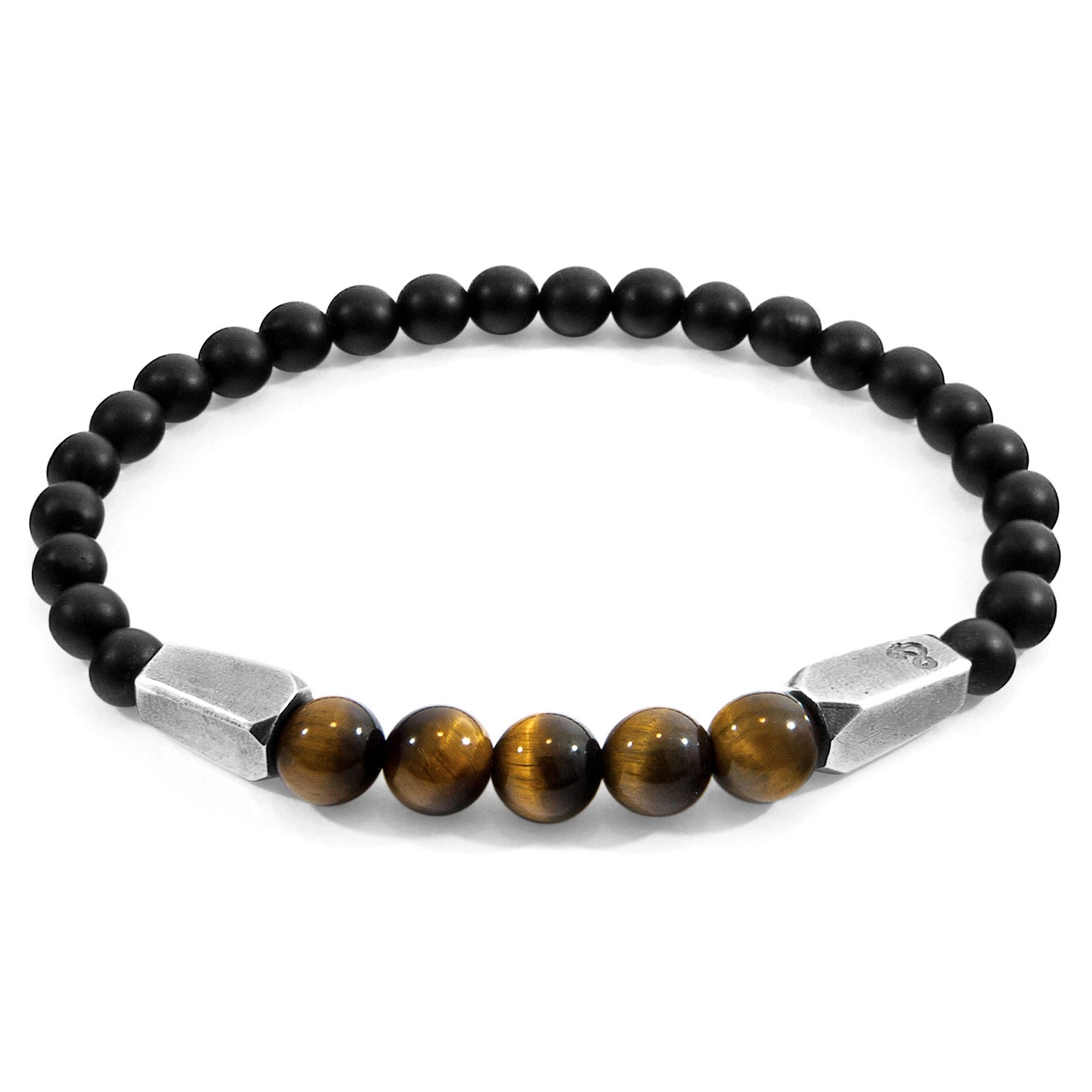 Anchor & Crew Men's Brown Tigers Eye Hukou Silver & Stone Bracelet In Brown