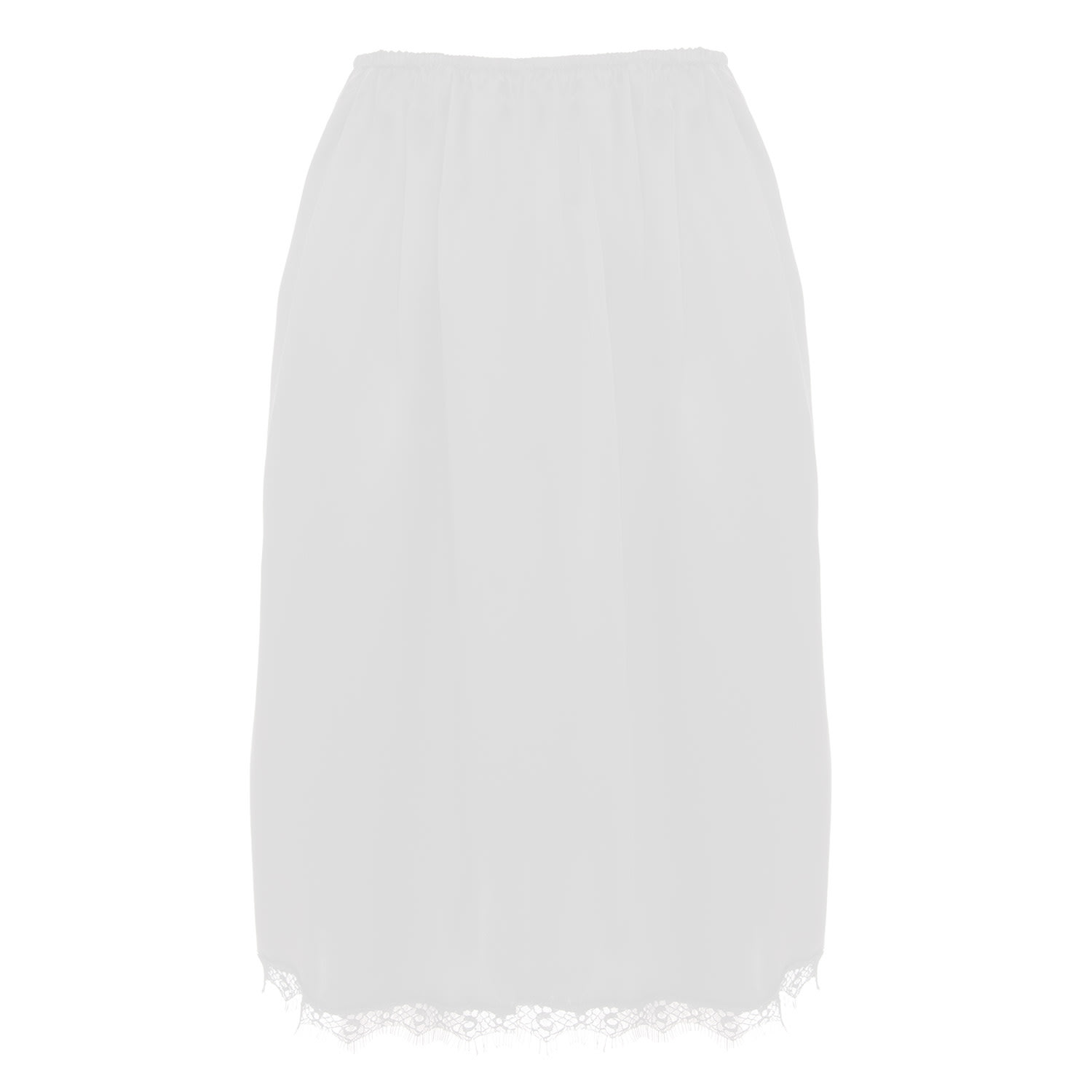 Women's Neutrals Pure Silk Skirt With Floral Lace In Ivory | Medium | Izabela Mandoiu